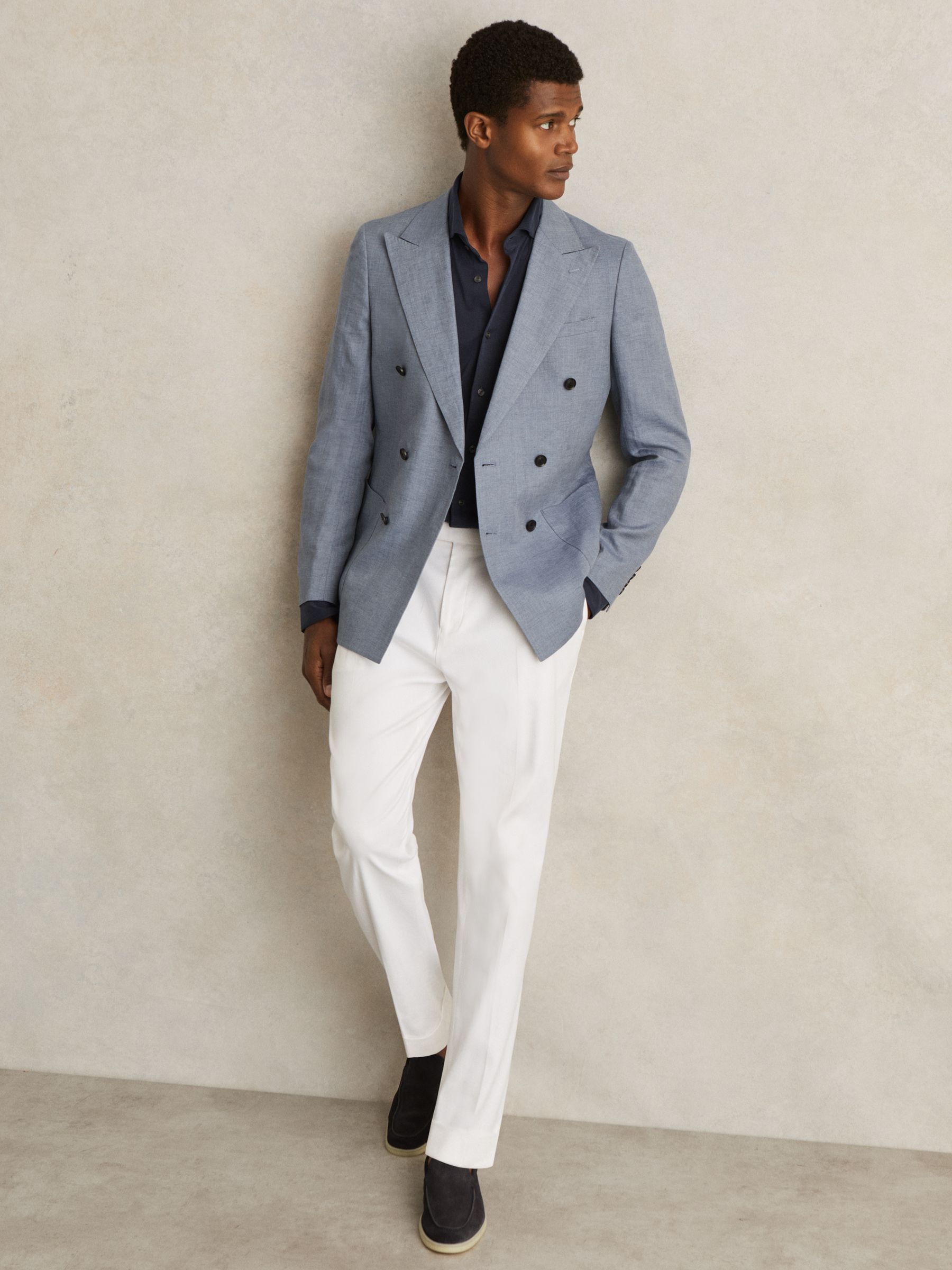 Modal Blend Cutaway Collar Shirt in Navy - Image 6 of 7