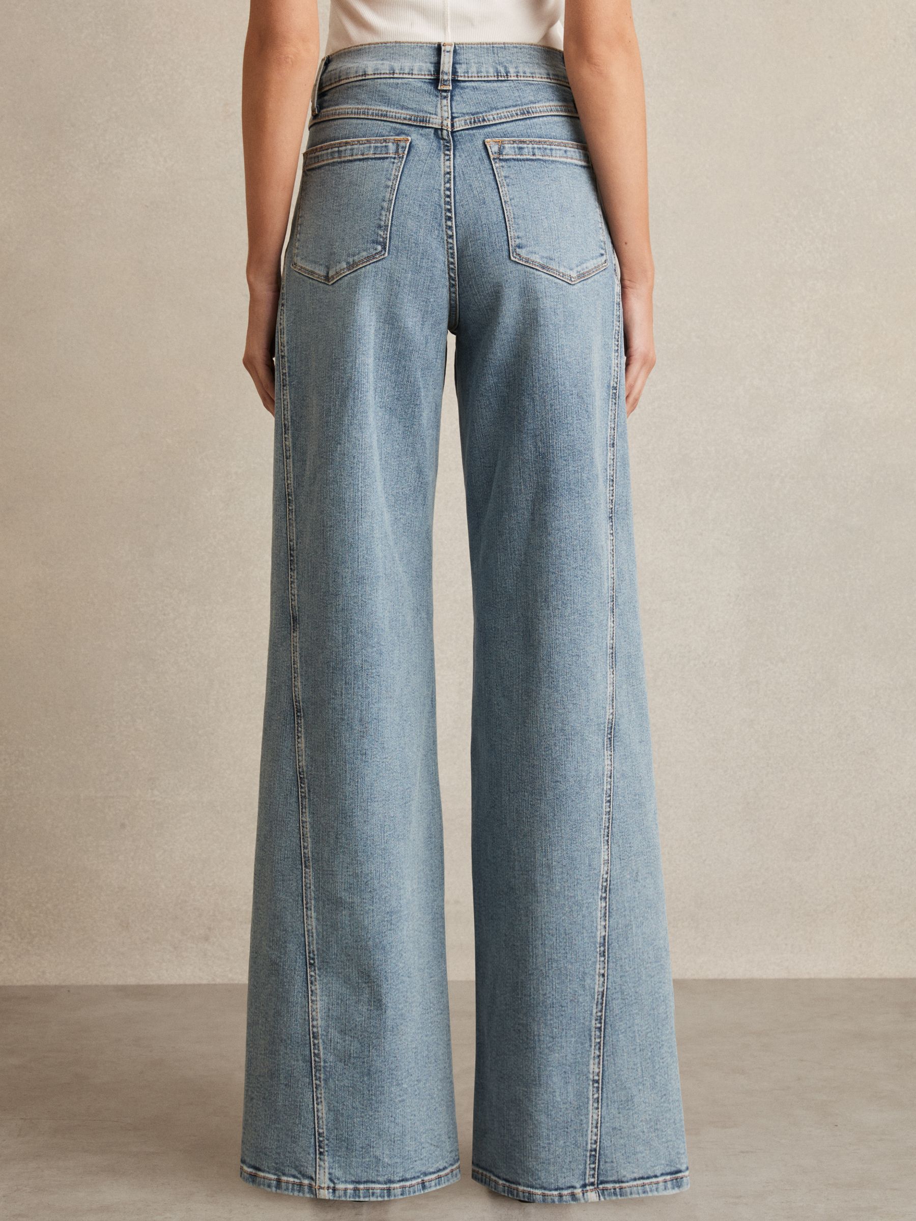 Petite Twist Seam Wide Leg Jeans in Light Blue - image 5
