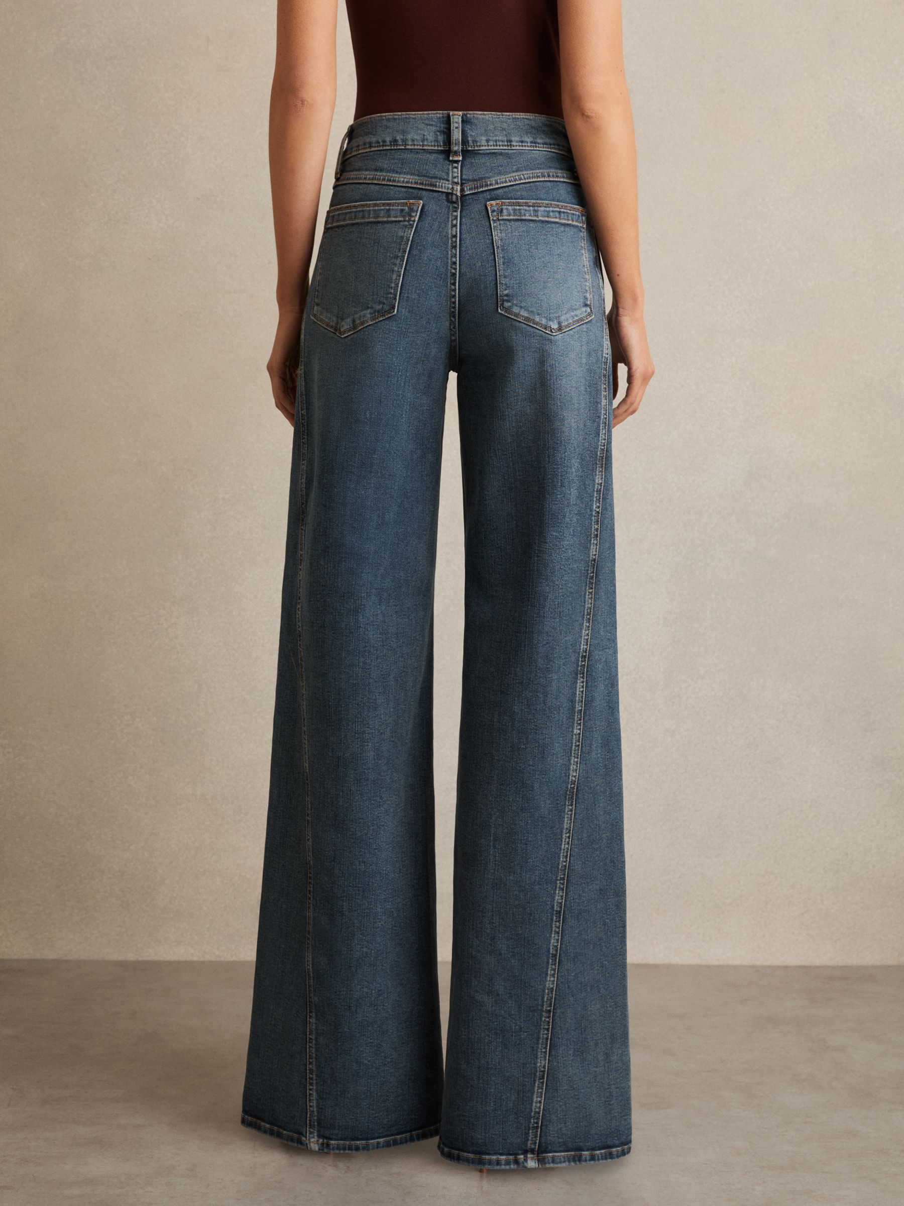 Twist Seam Wide Leg Jeans in Mid Blue - image 5