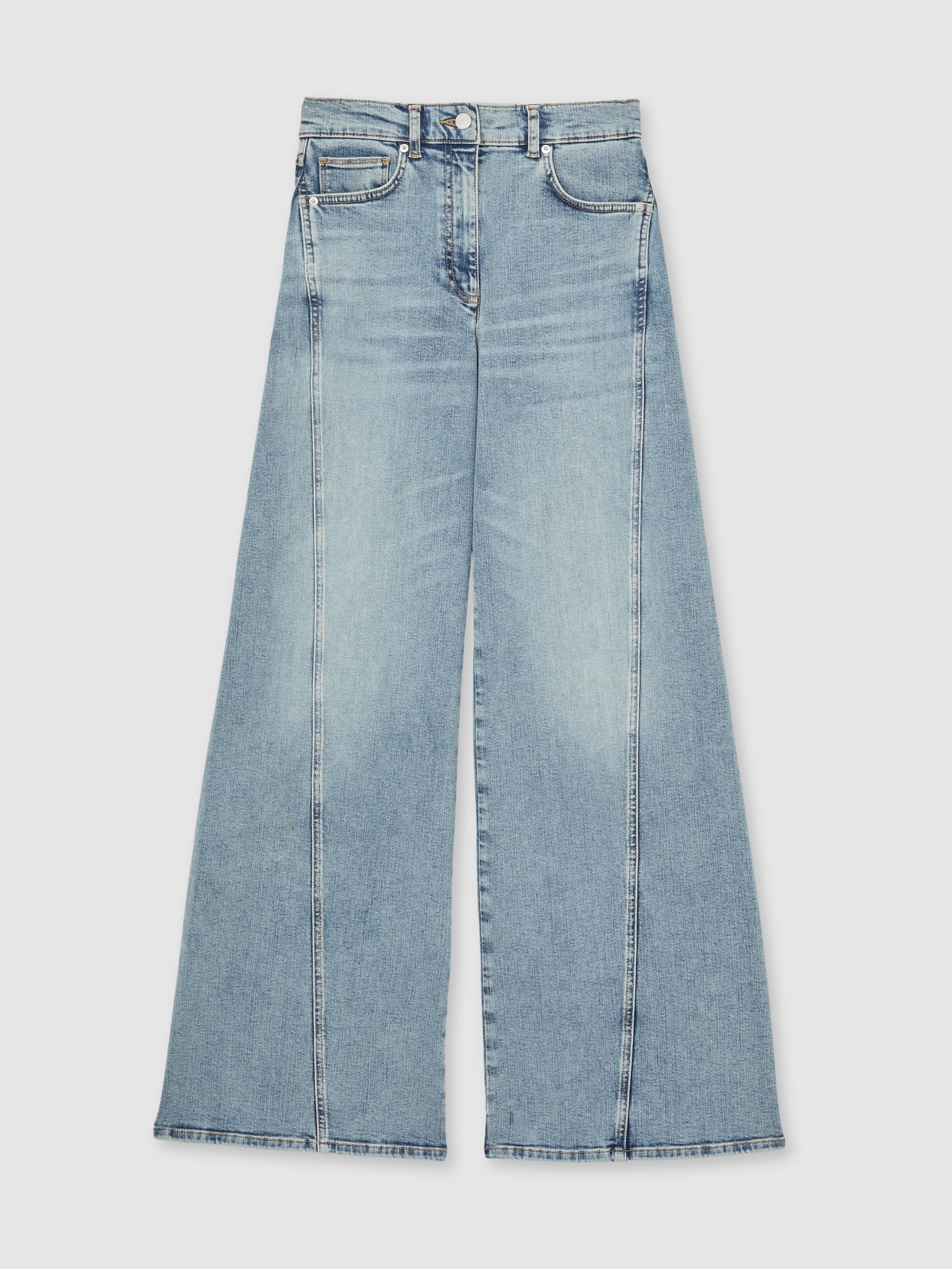 Twist Seam Wide Leg Jeans in Light Blue - Image 2 of 7