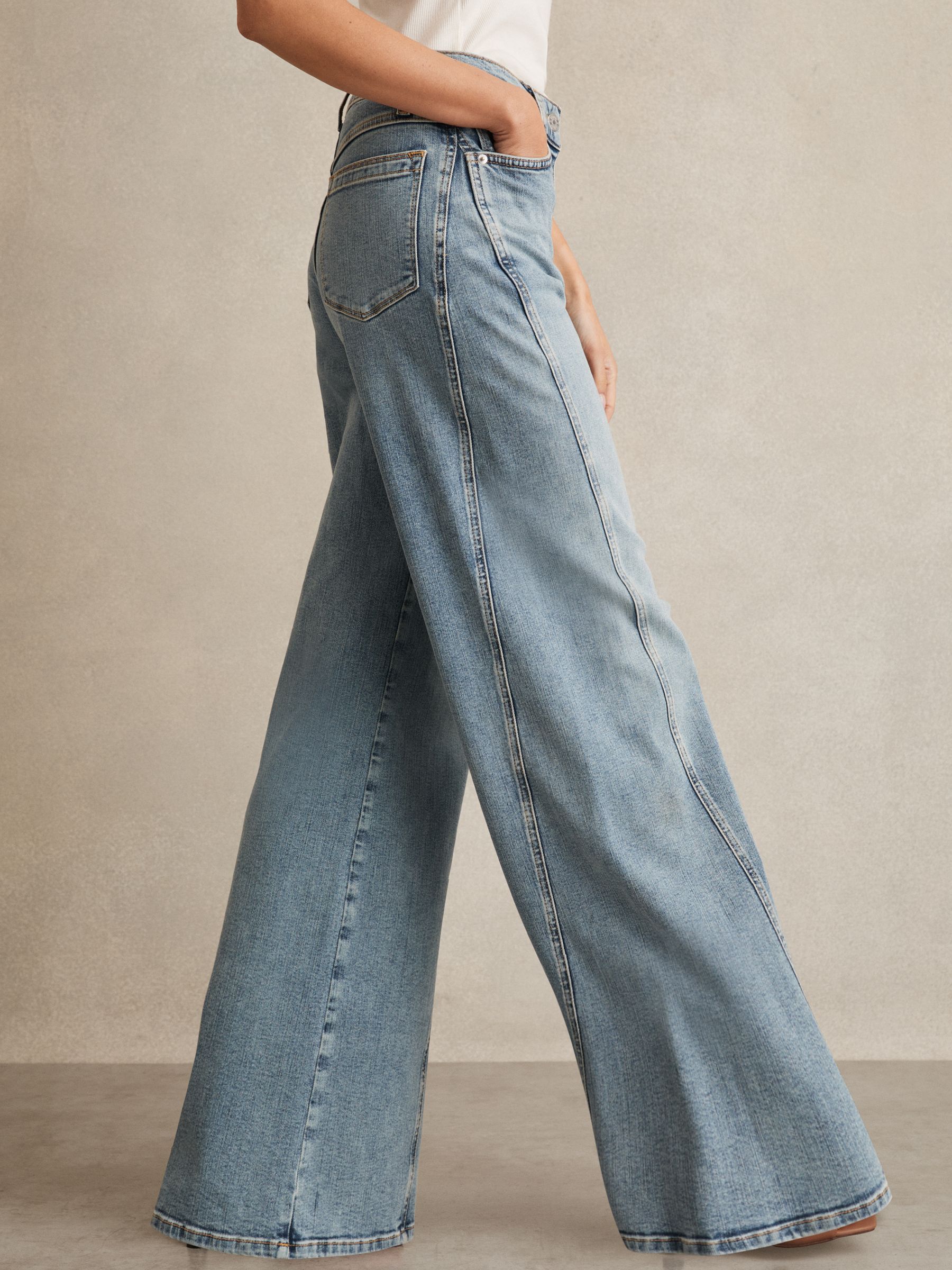 Twist Seam Wide Leg Jeans in Light Blue - Image 6 of 7