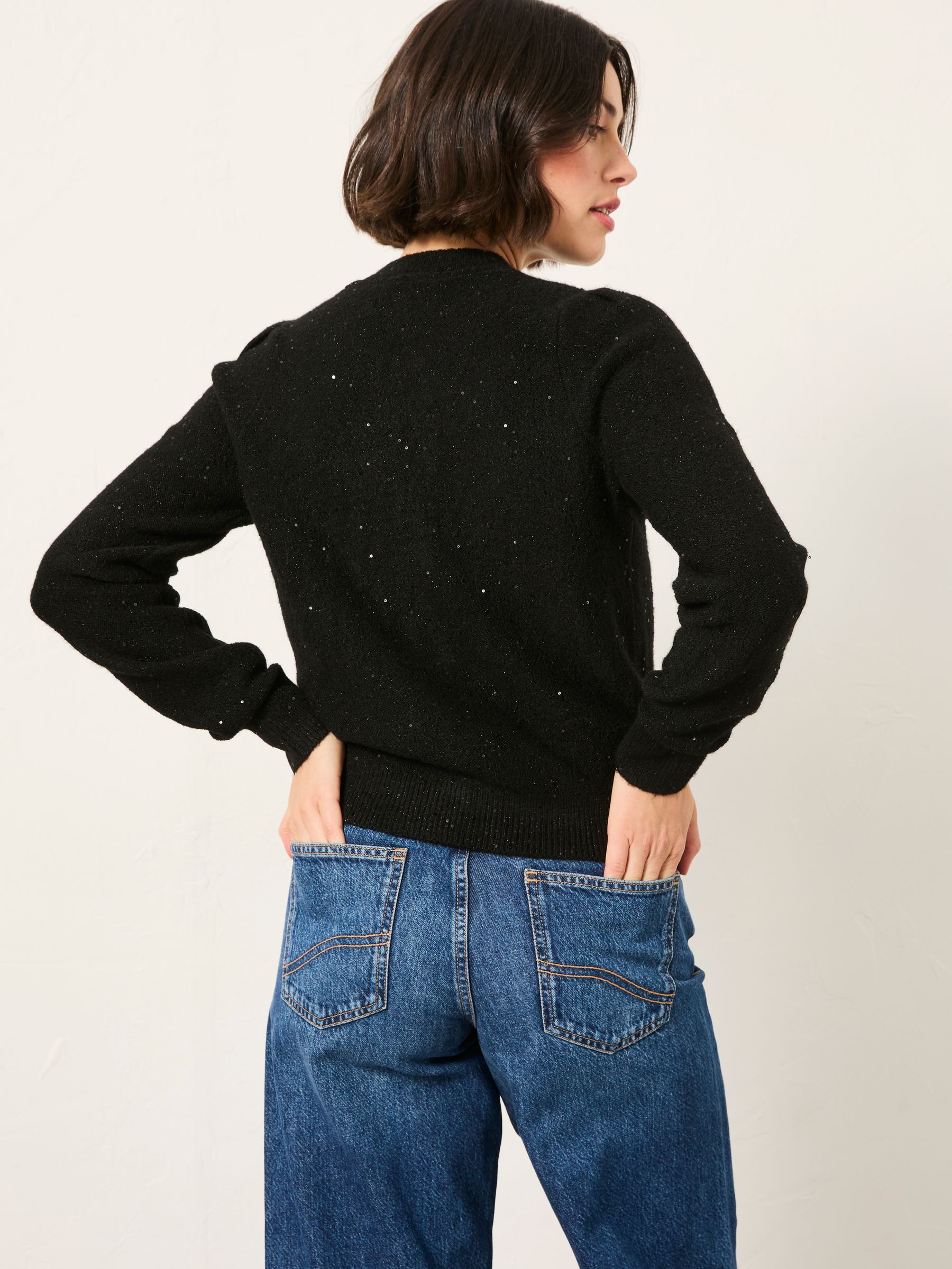 Jasmine Black Sparkle Knitted Cardigan - Image 2 of 6