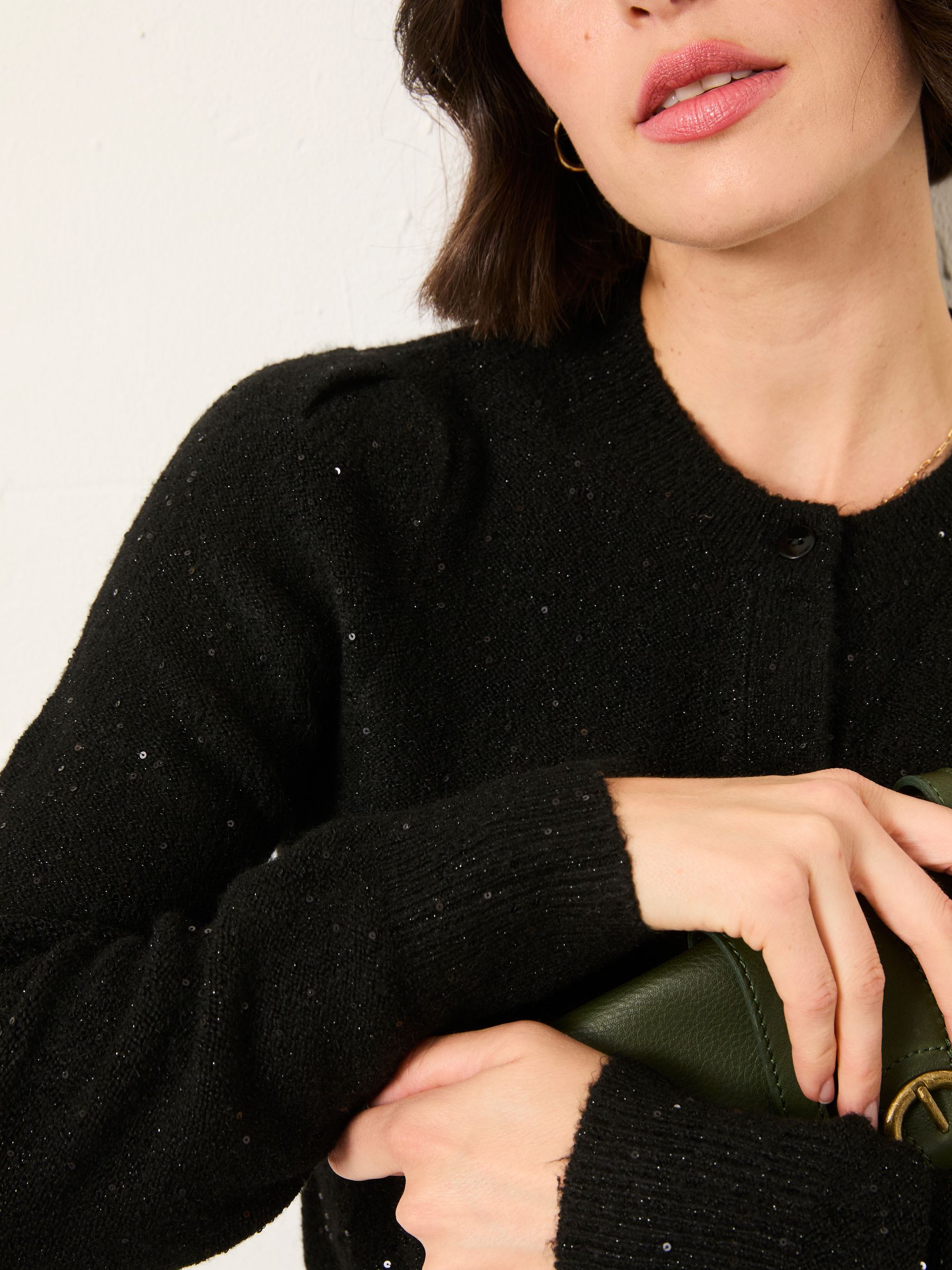 Jasmine Black Sparkle Knitted Cardigan - Image 4 of 6