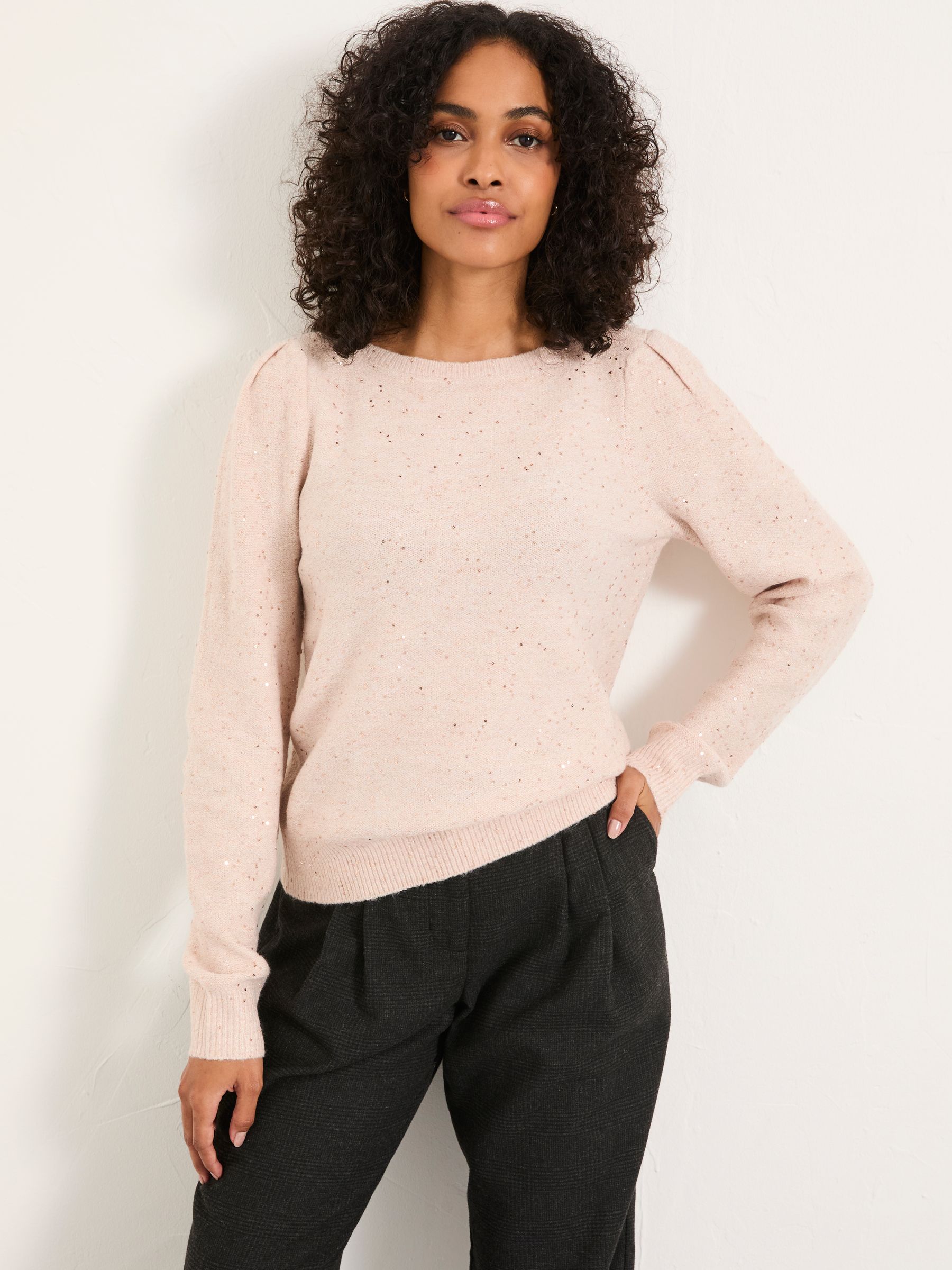 Jasmine Pale Pink Sparkle Knitted Jumper - Image 1 of 5