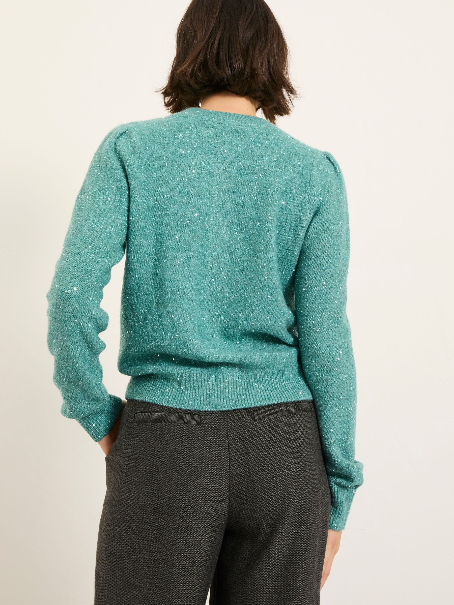 Jasmine Aqua Blue Sparkle Knitted Cardigan - Image 2 of 6