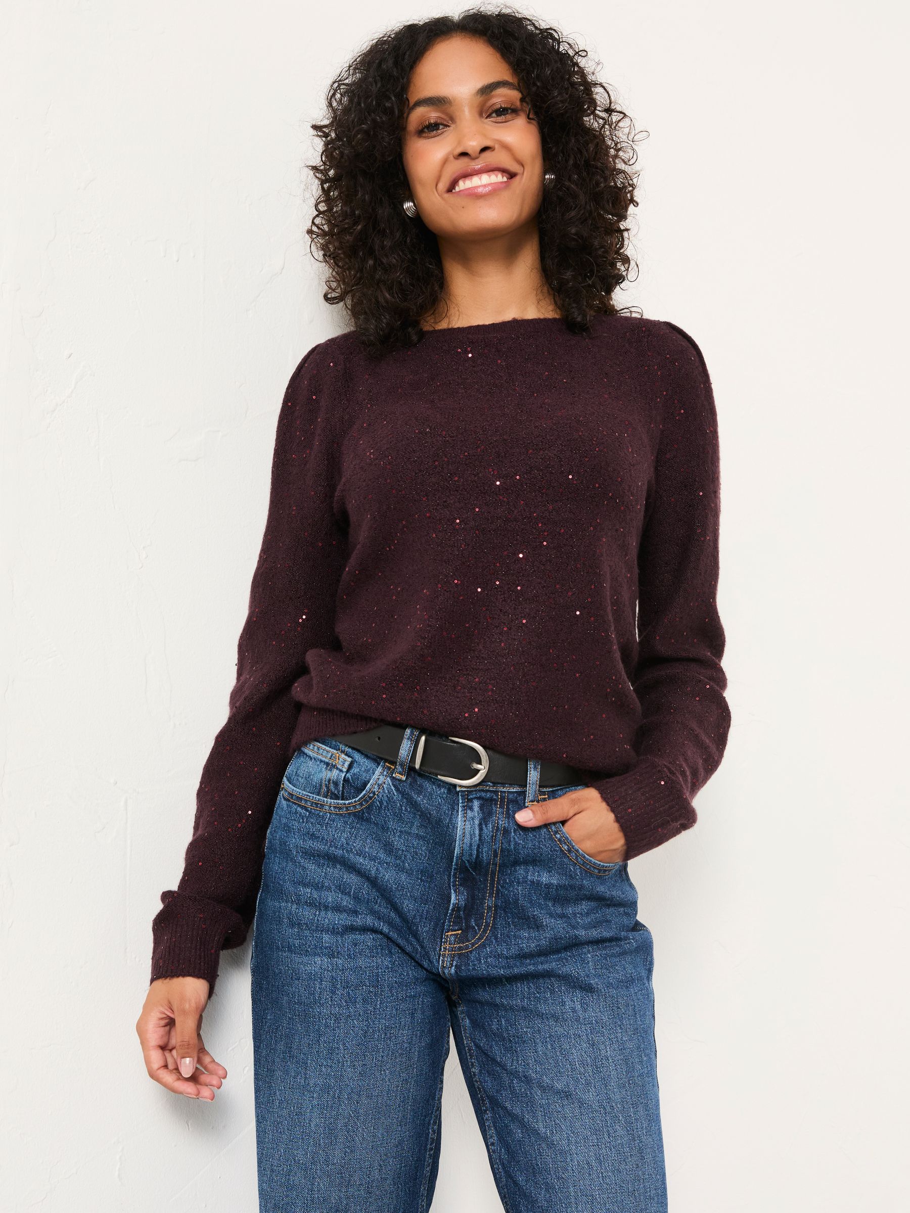 Jasmine Burgundy Red Sparkle Knitted Jumper - Image 2 of 6