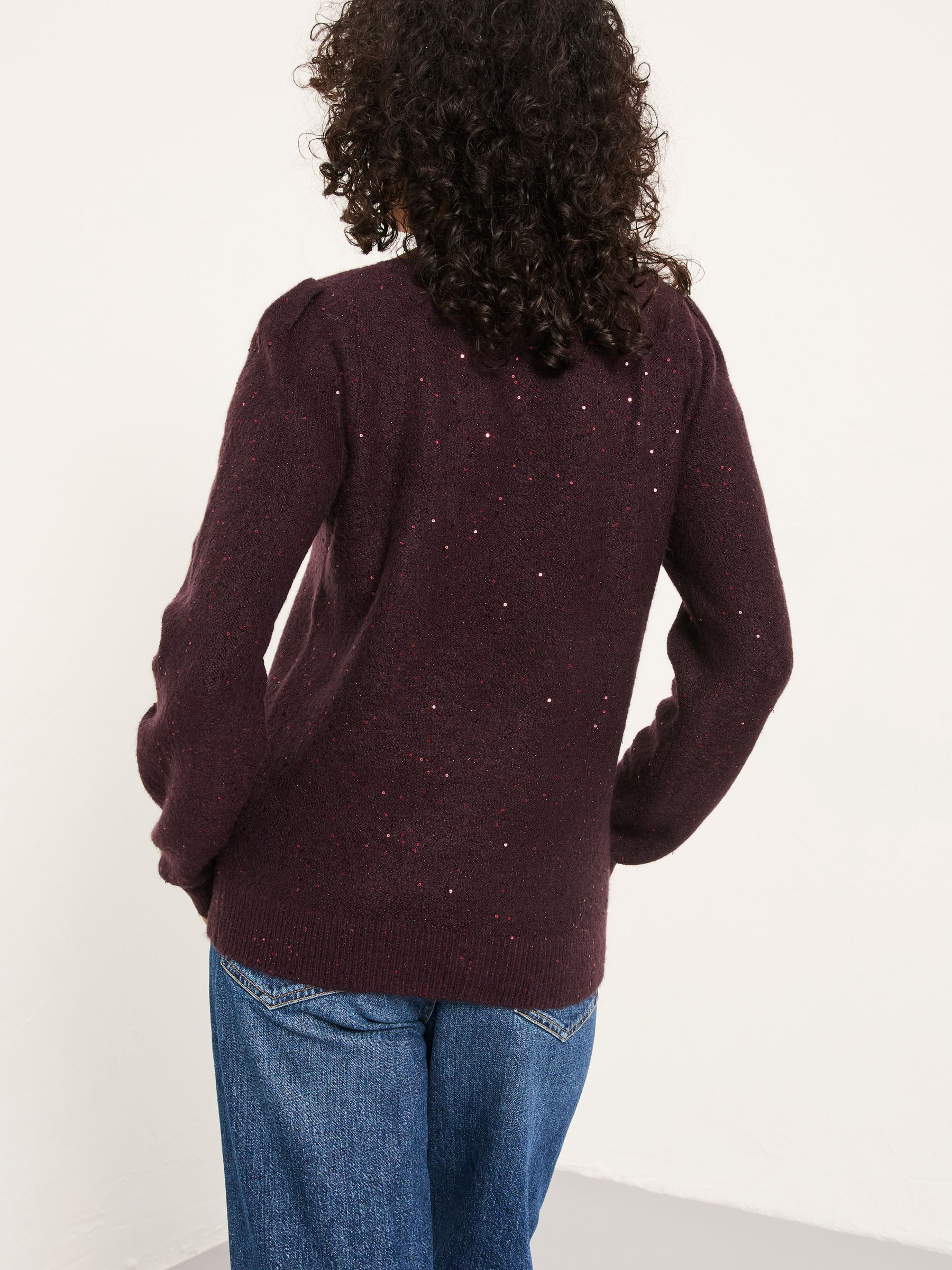 Jasmine Burgundy Red Sparkle Knitted Jumper - Image 3 of 6