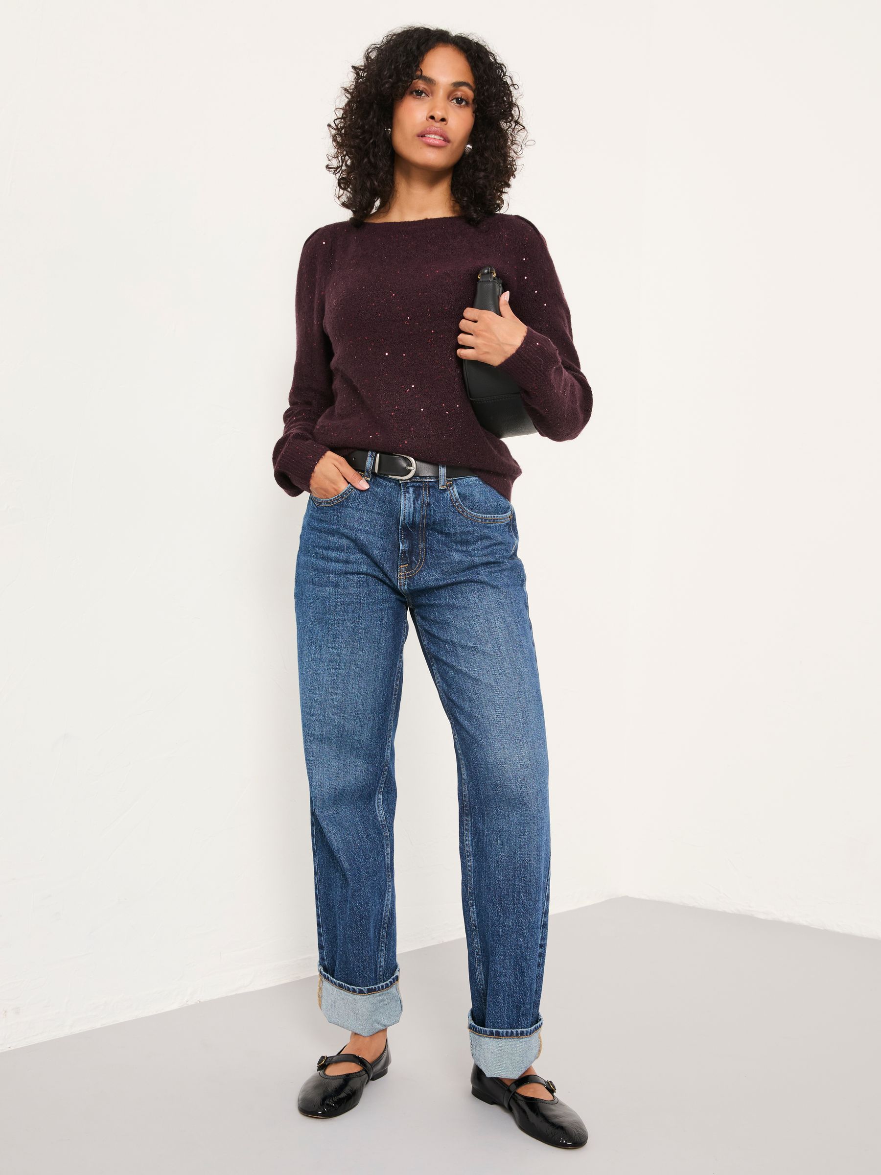 Jasmine Burgundy Red Sparkle Knitted Jumper - Image 5 of 6