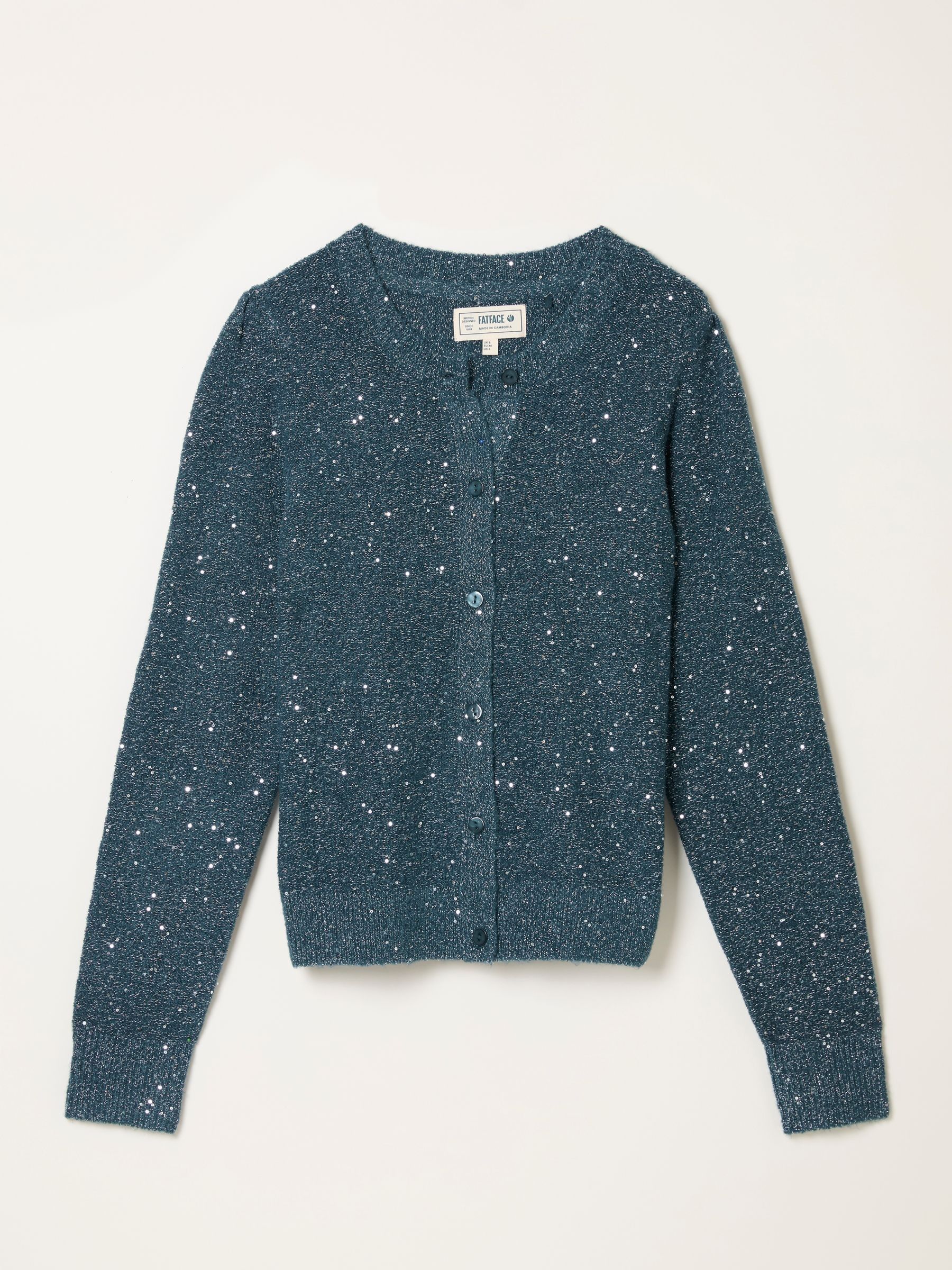Jasmine Teal Blue Sparkle Knitted Cardigan - Image 6 of 6