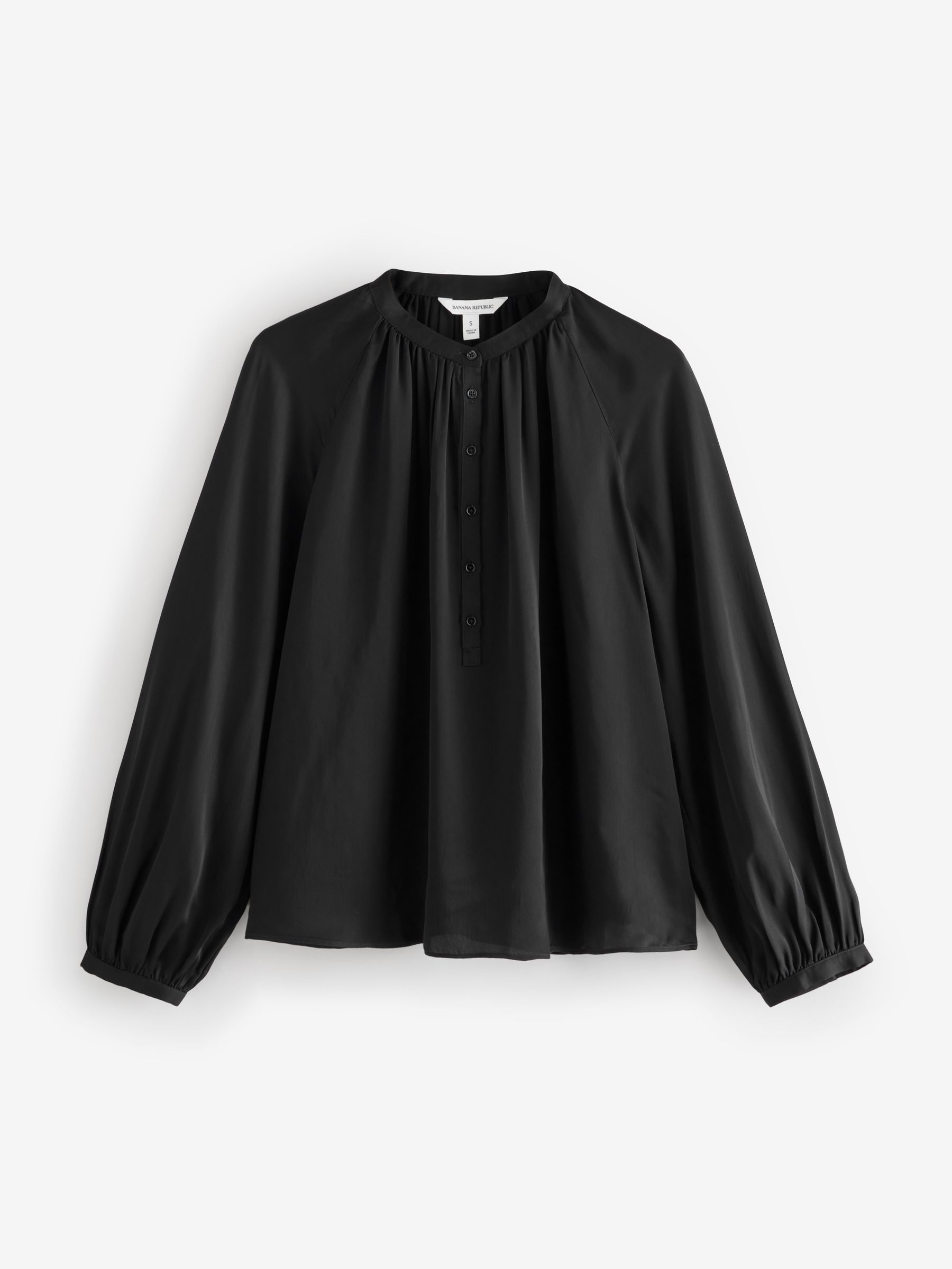 Banana Republic Black Dolman Sleeve Shirred Blouse - Image 1 of 3
