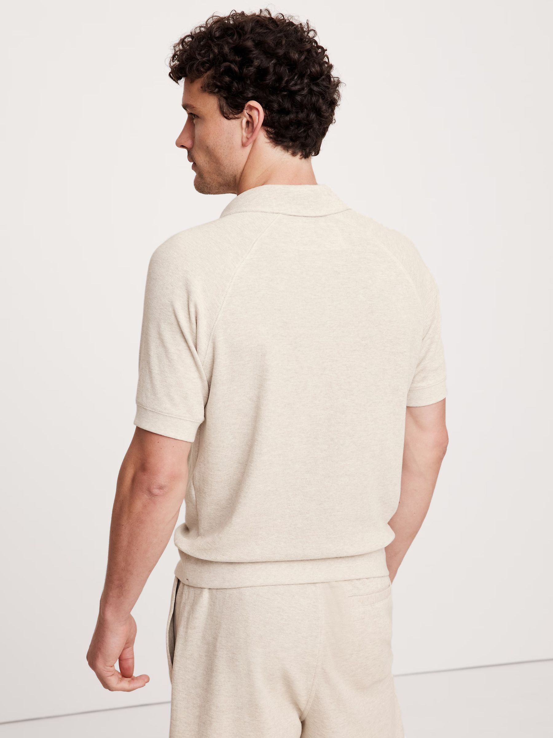 Banana Republic Beige Waffle Knit Polo Shirt - Image 2 of 5