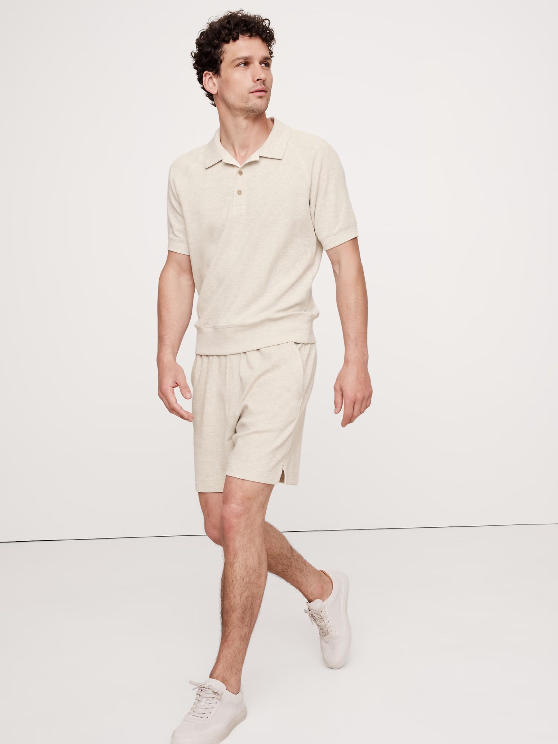 Banana Republic Beige Waffle Knit Polo Shirt - Image 3 of 5