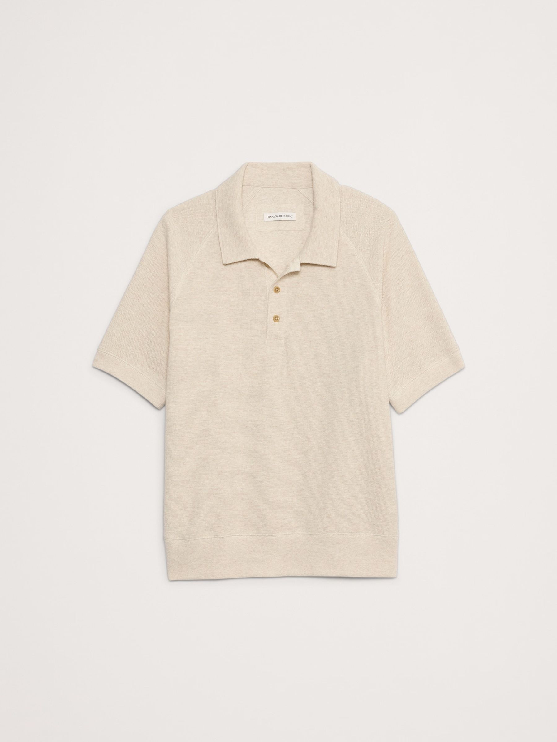 Banana Republic Beige Waffle Knit Polo Shirt - Image 5 of 5