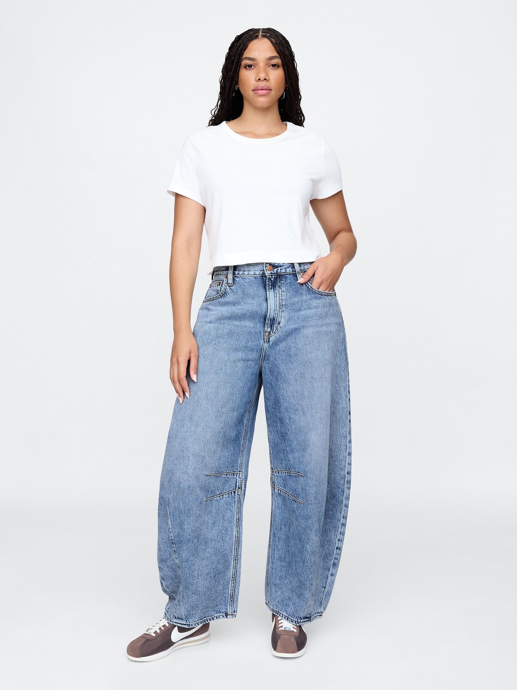 Blue High Waisted UltraSoft Horseshoe Jeans - Image 6 of 7