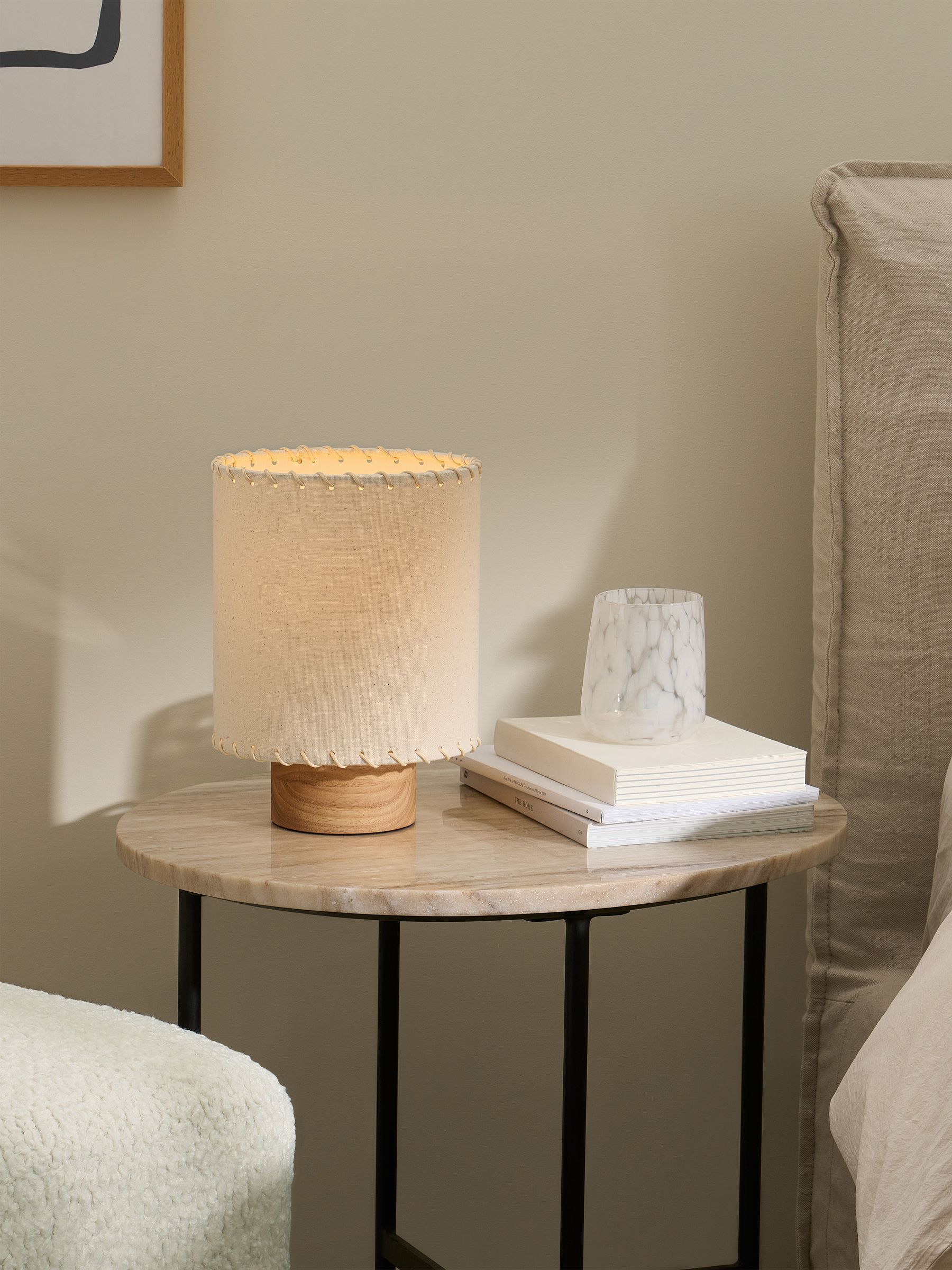 Neutra Table Lamp in Cream/Wood - Image 1 of 8