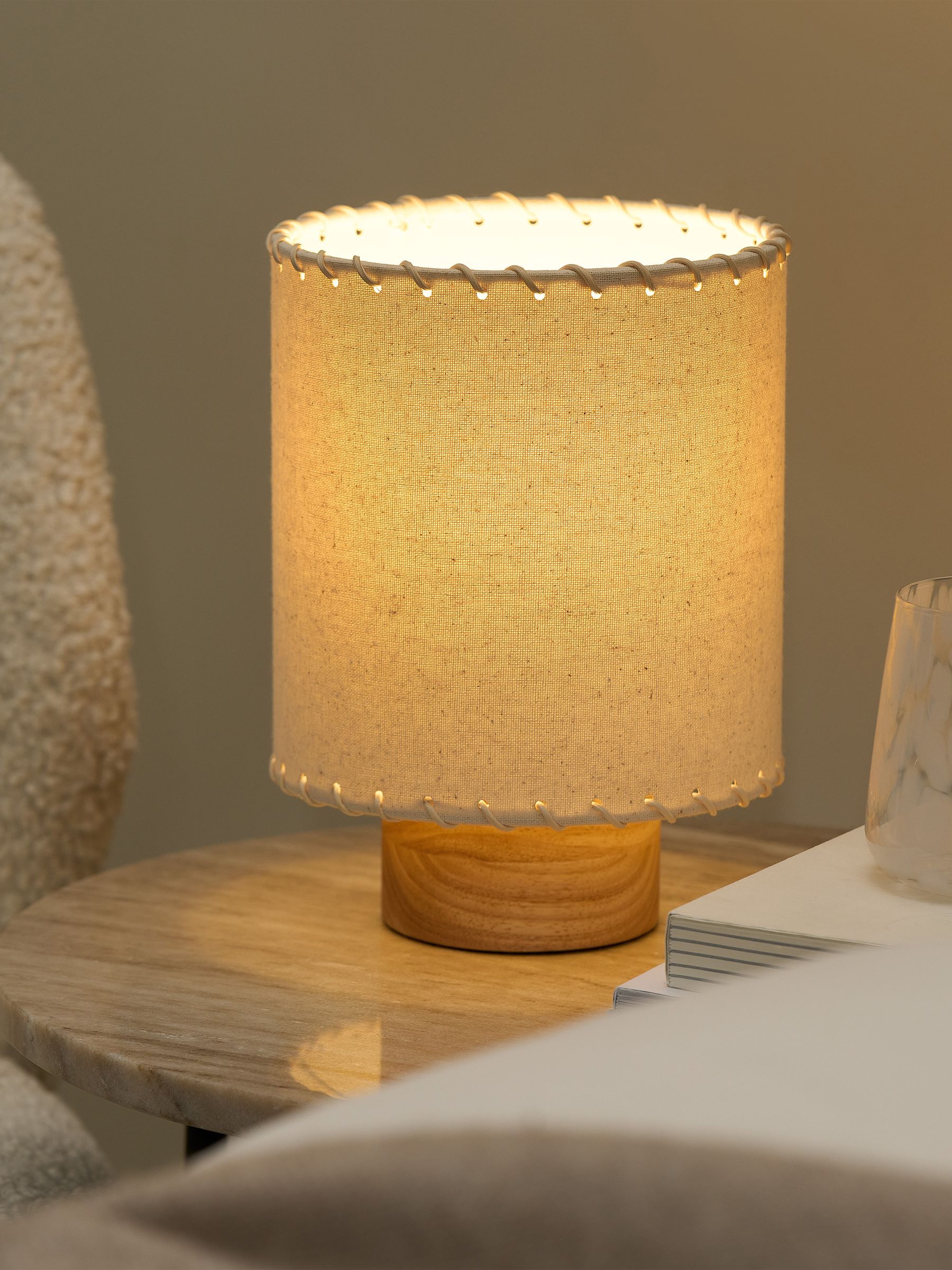 Neutra Table Lamp in Cream/Wood - Image 2 of 8