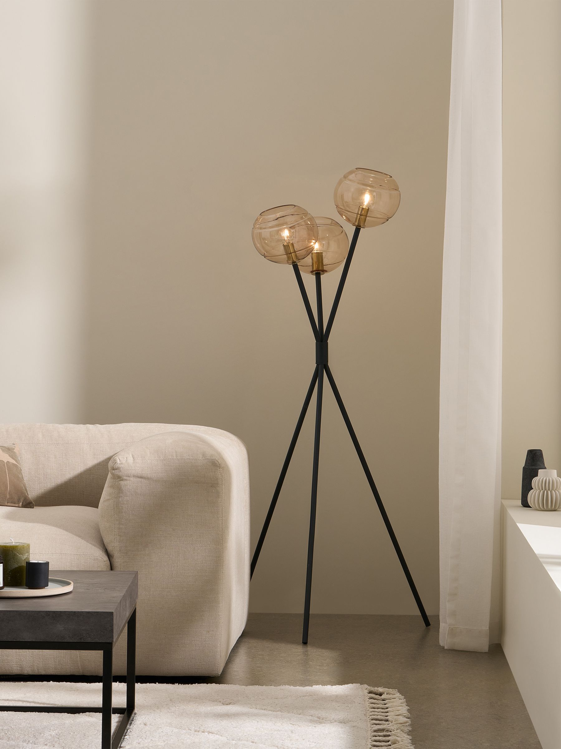 Mika Floor Lamp in Black/Champagne - Image 1 of 7