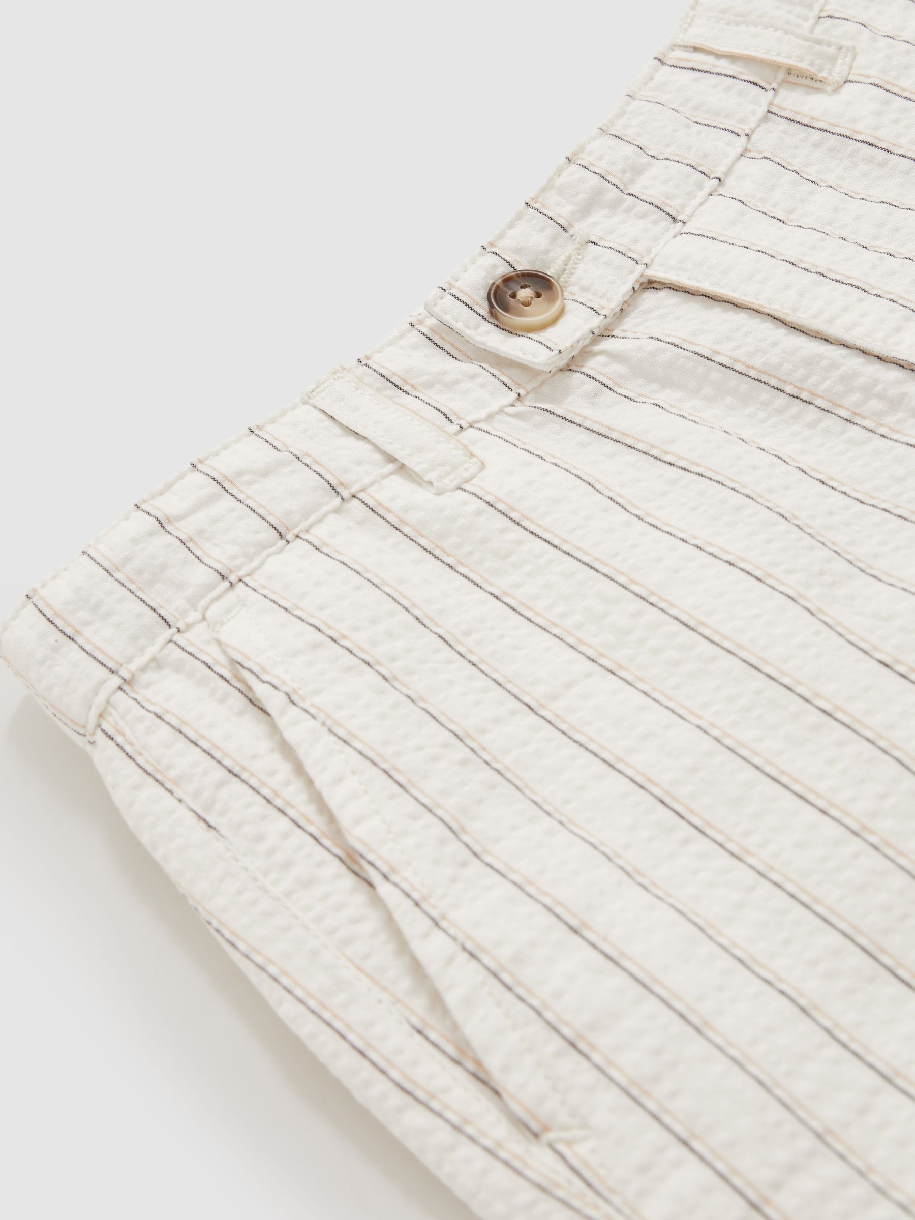 9-13 yrs Cotton Pinstripe Trousers Regular-Fit in Off White/Taupe Brown - Image 4 of 4