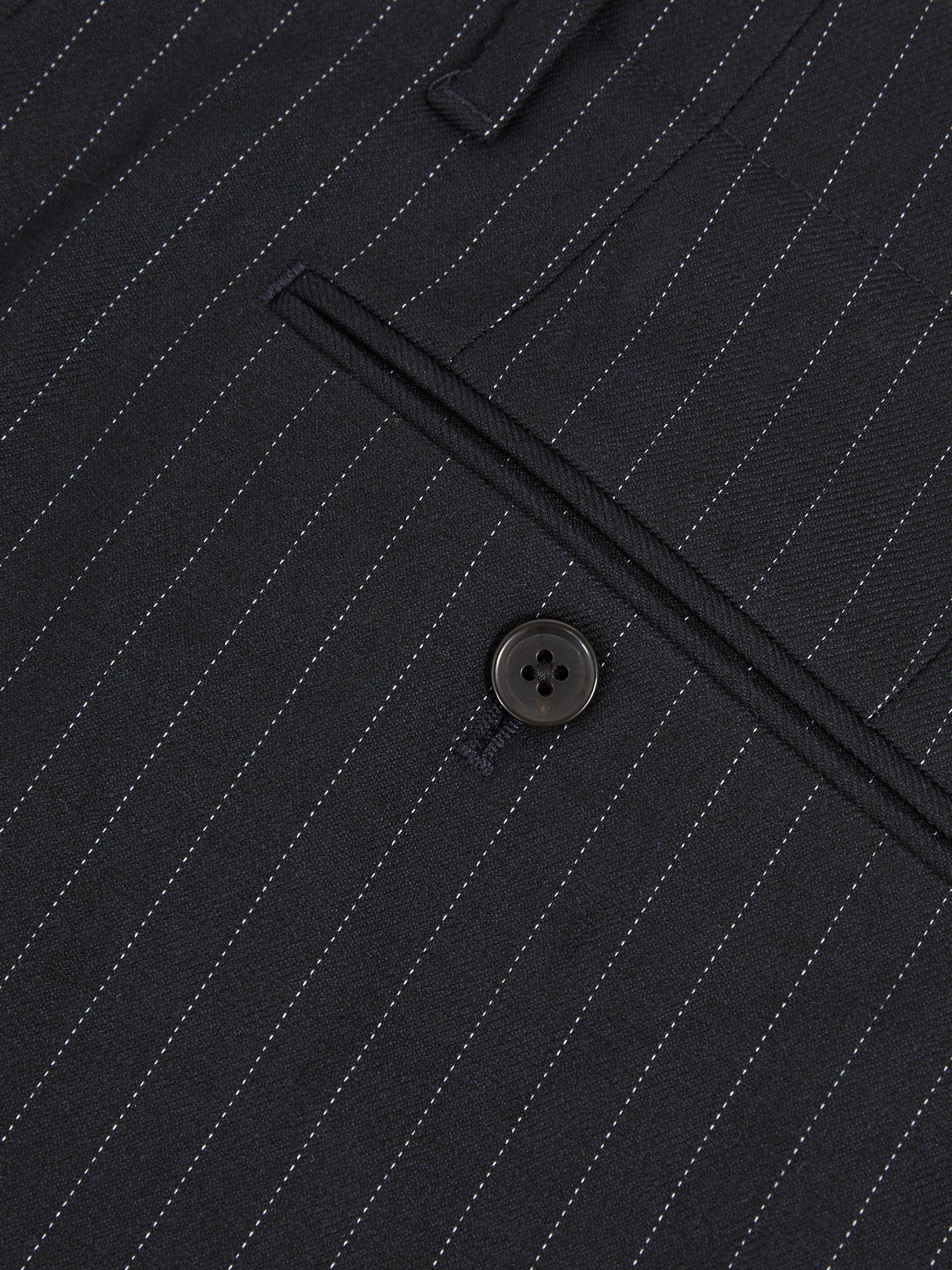 Straight Leg Pinstripe Trousers in Navy - Image 7 of 7