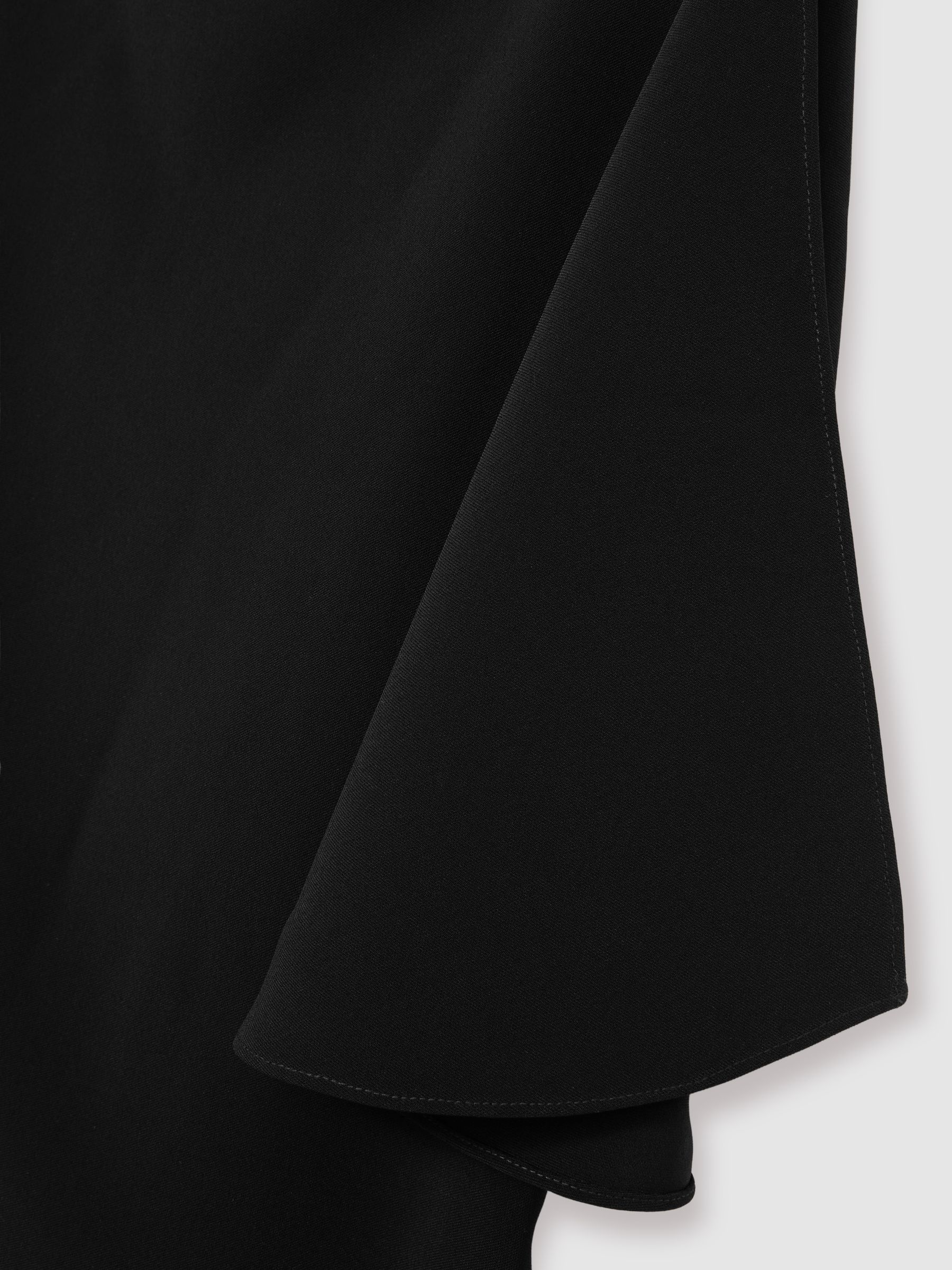 Draped-Front High-Neck Midi Dress in Black - image 5
