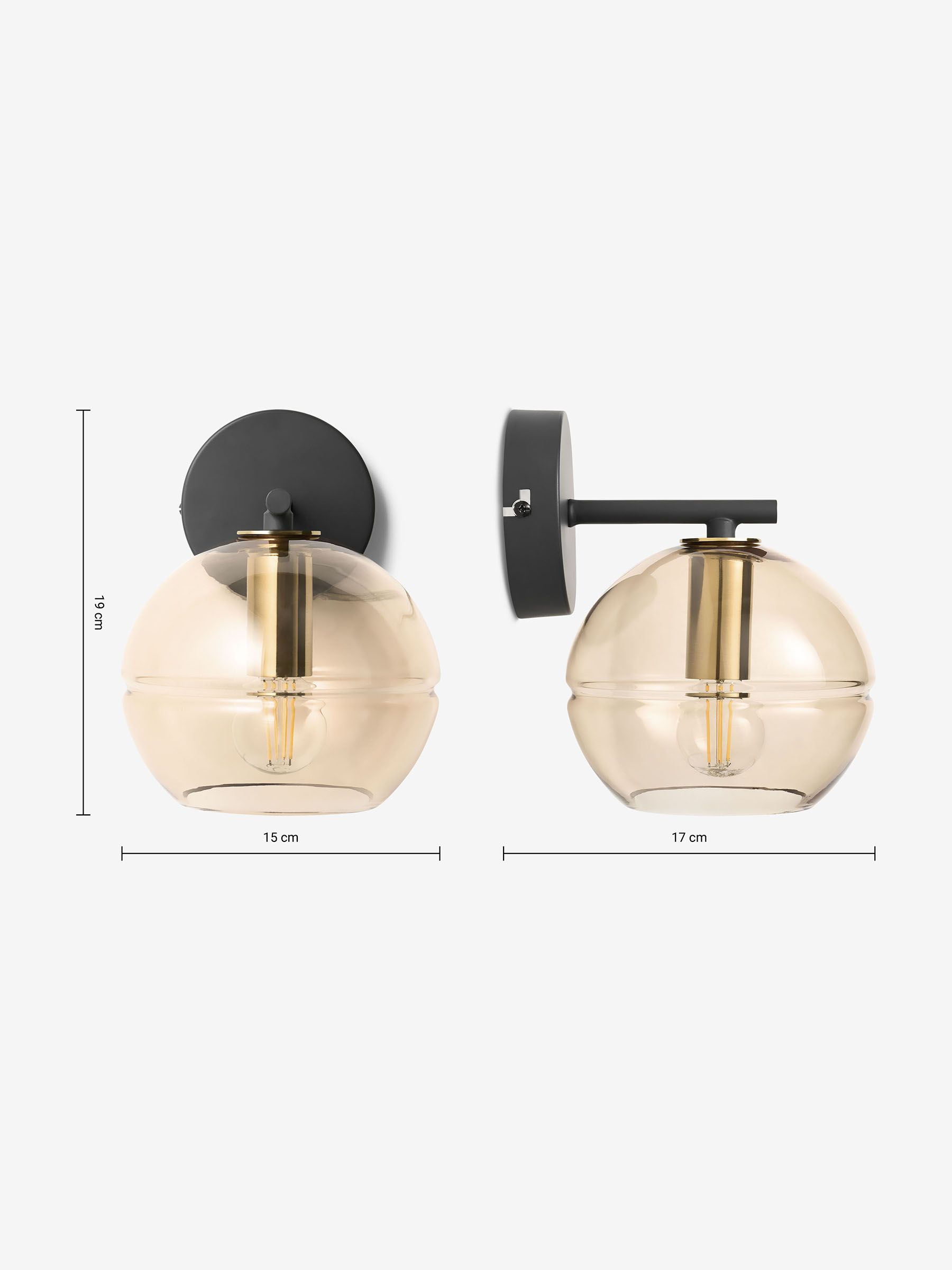 Mika Wall Light in Black/Champagne - Image 3 of 6