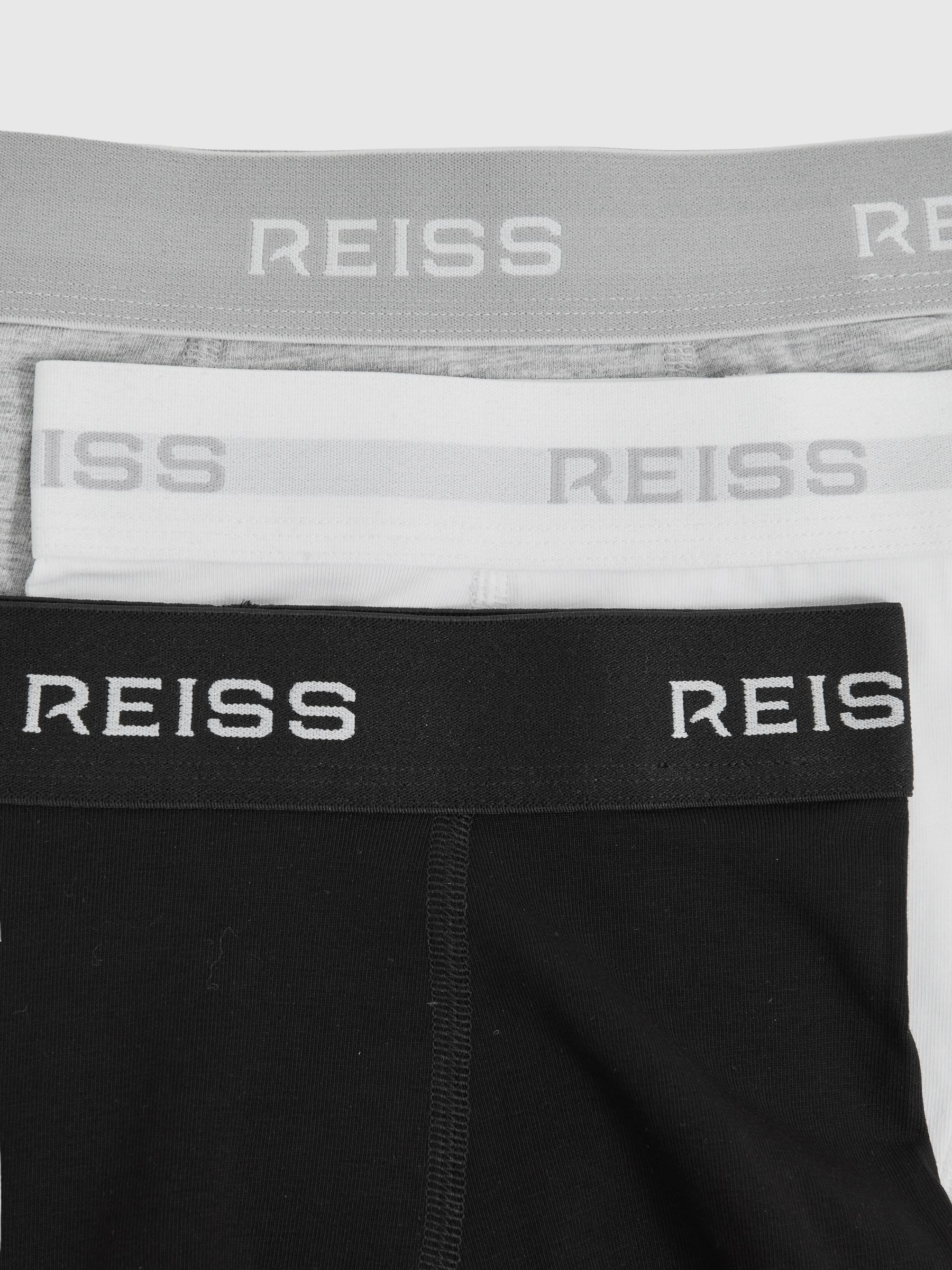 3-9 yrs Stretch-Cotton Logo-Waistband Boxer Shorts 3 Pack in White/Grey/Black - Image 2 of 2