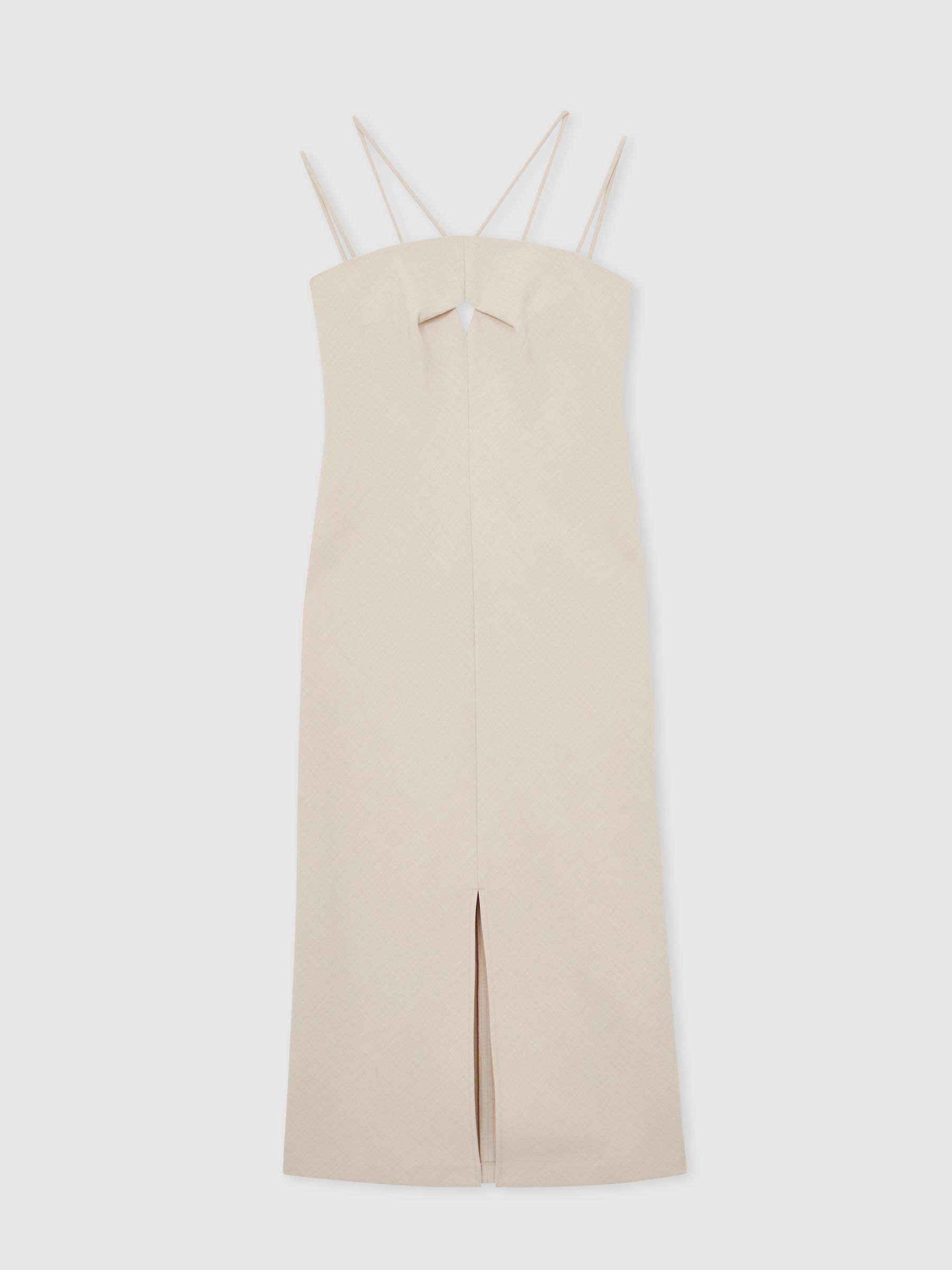 【海外限定】REISSドレス☆Juni Double strap Cut Out Midi Dres Reiss Double Strap Cut Out Midi Dress in Stone Neutral - REISS
