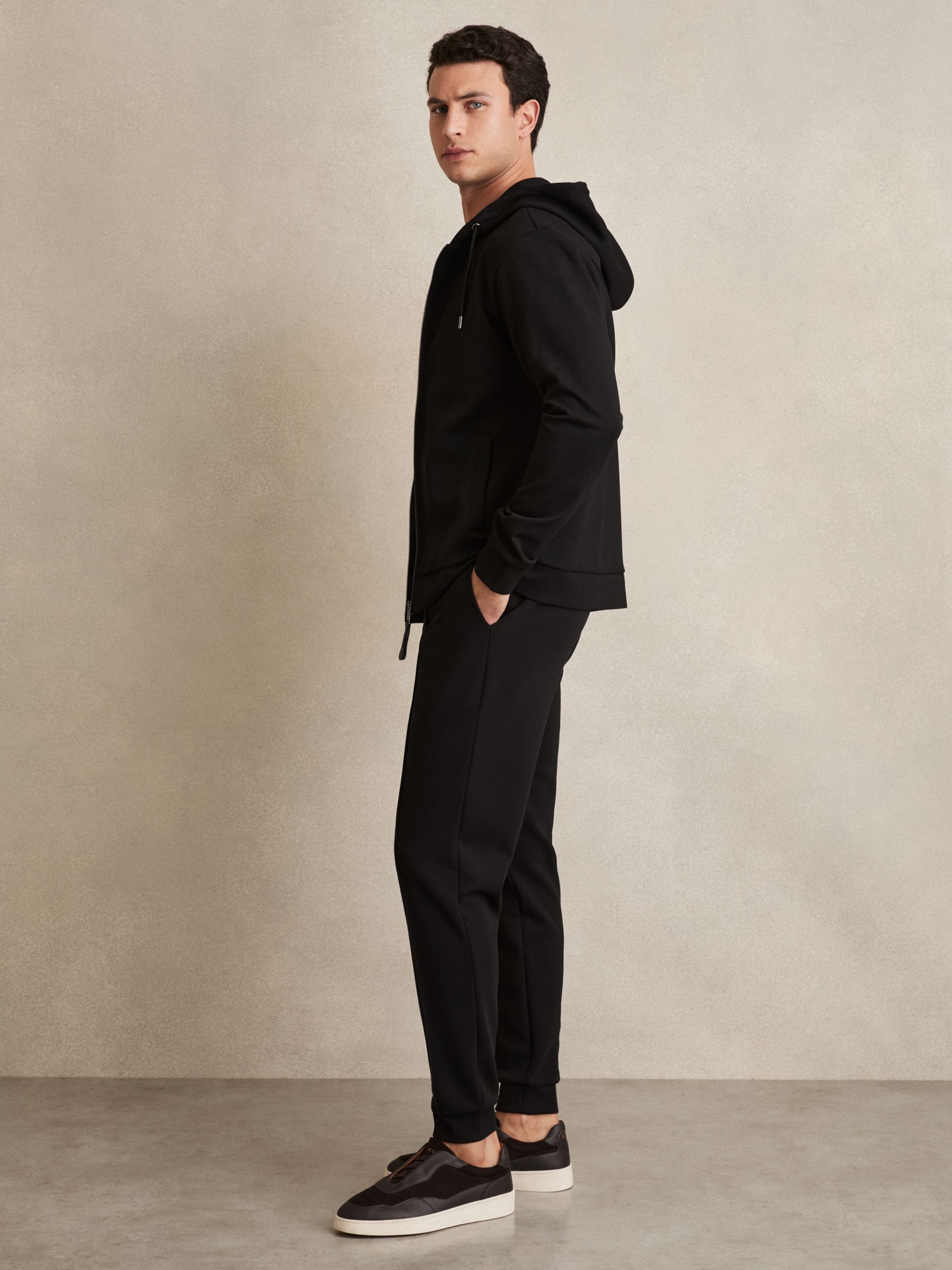 Interlock Zip-Through Hoodie in Black - Image 3 of 6