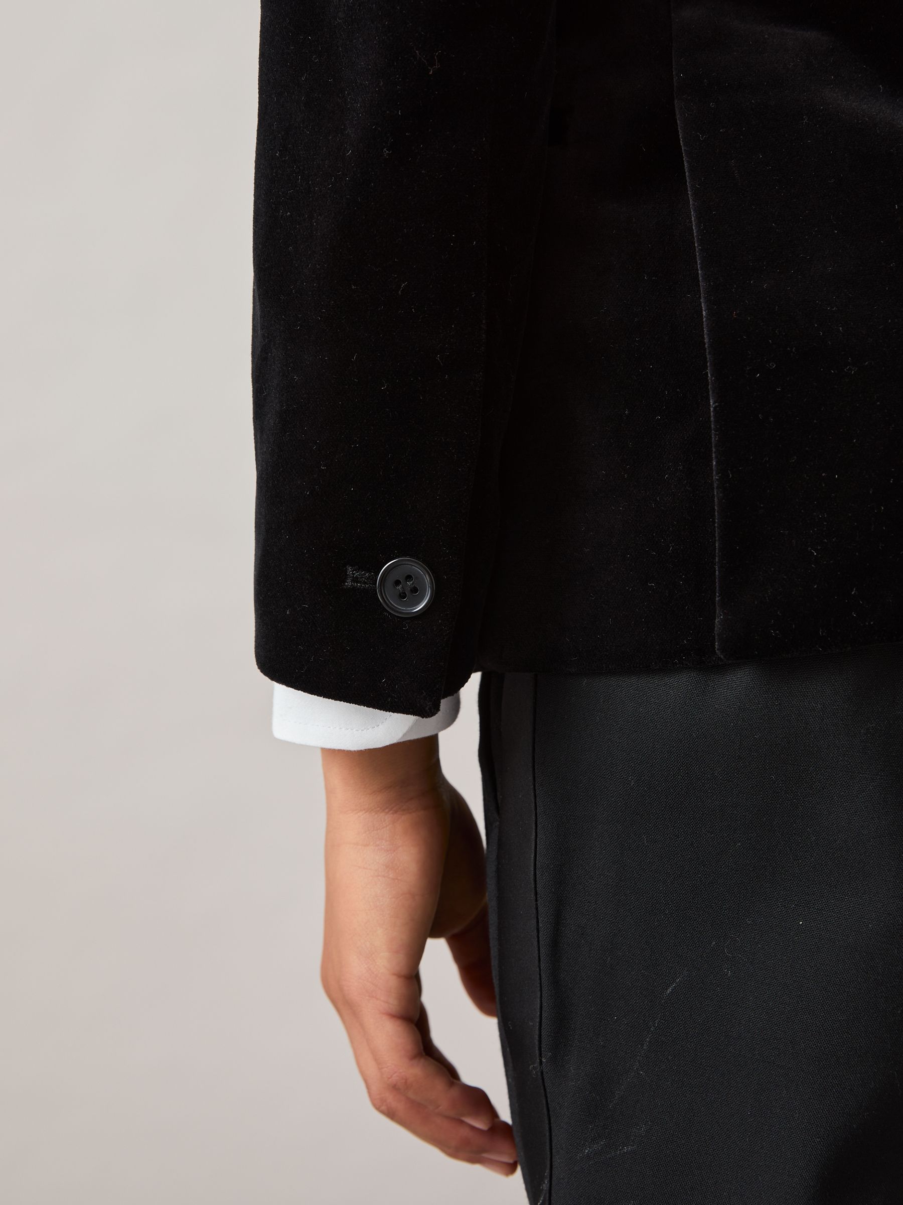 3-9 yrs Single-Breasted Velvet Blazer in Black - Image 4 of 5