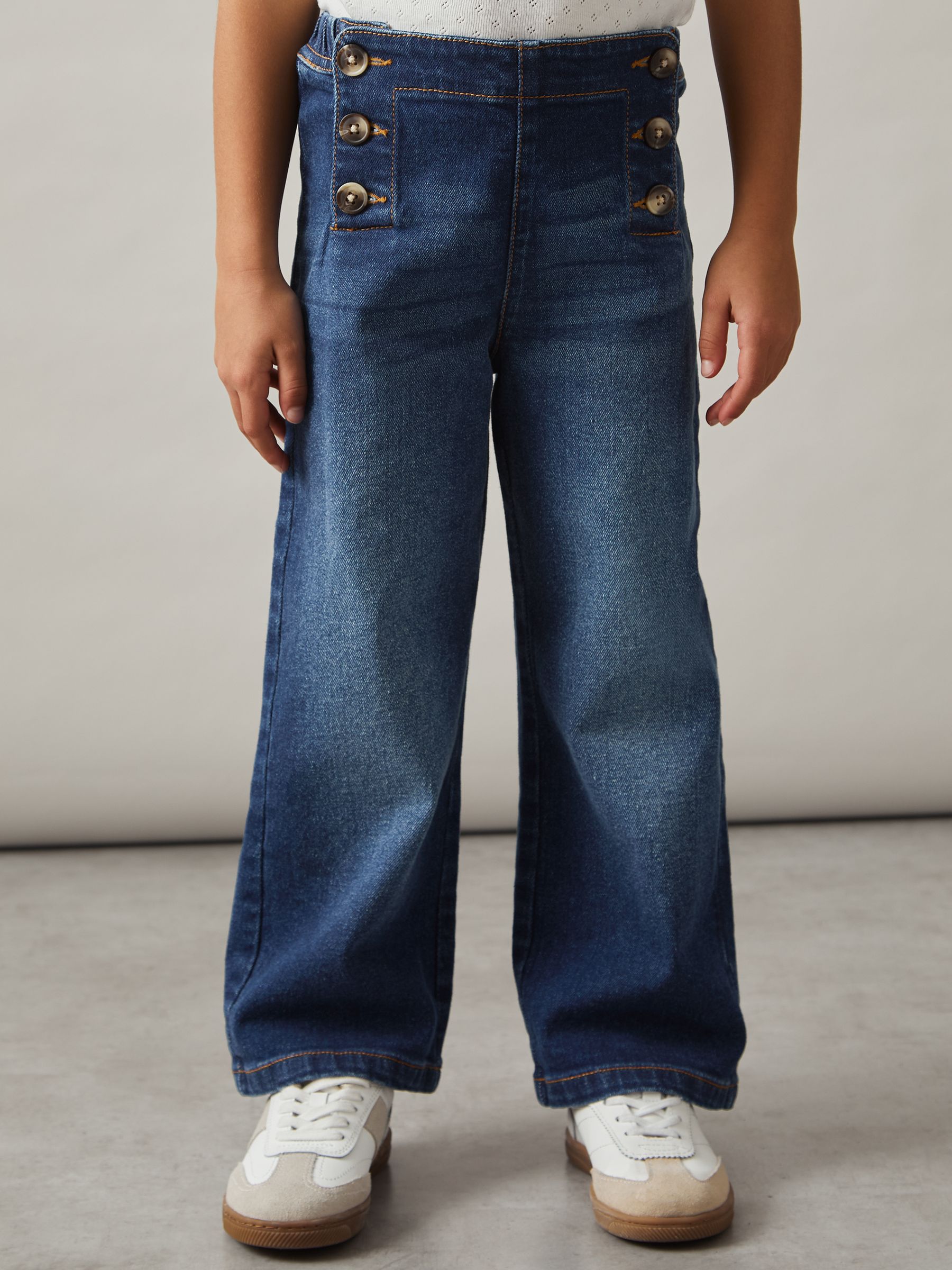 9-13 yrs Straight-Leg Sailor Jeans in Blue - Image 1 of 5