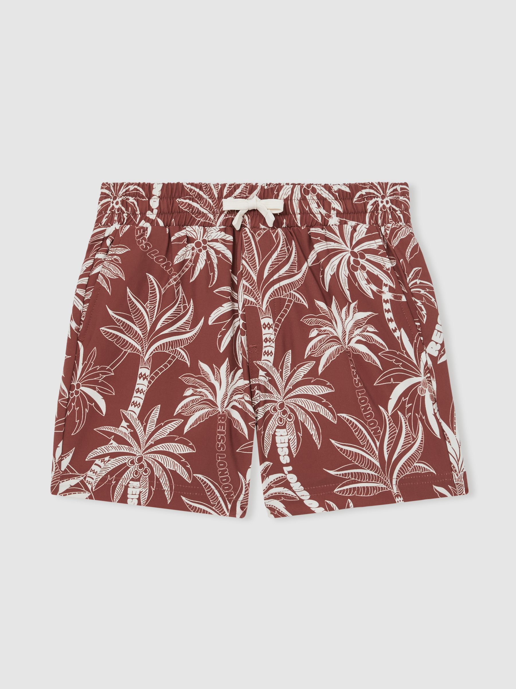 13-14 yrs Palm-Print Swim Shorts in Rust/Off White - Image 1 of 4