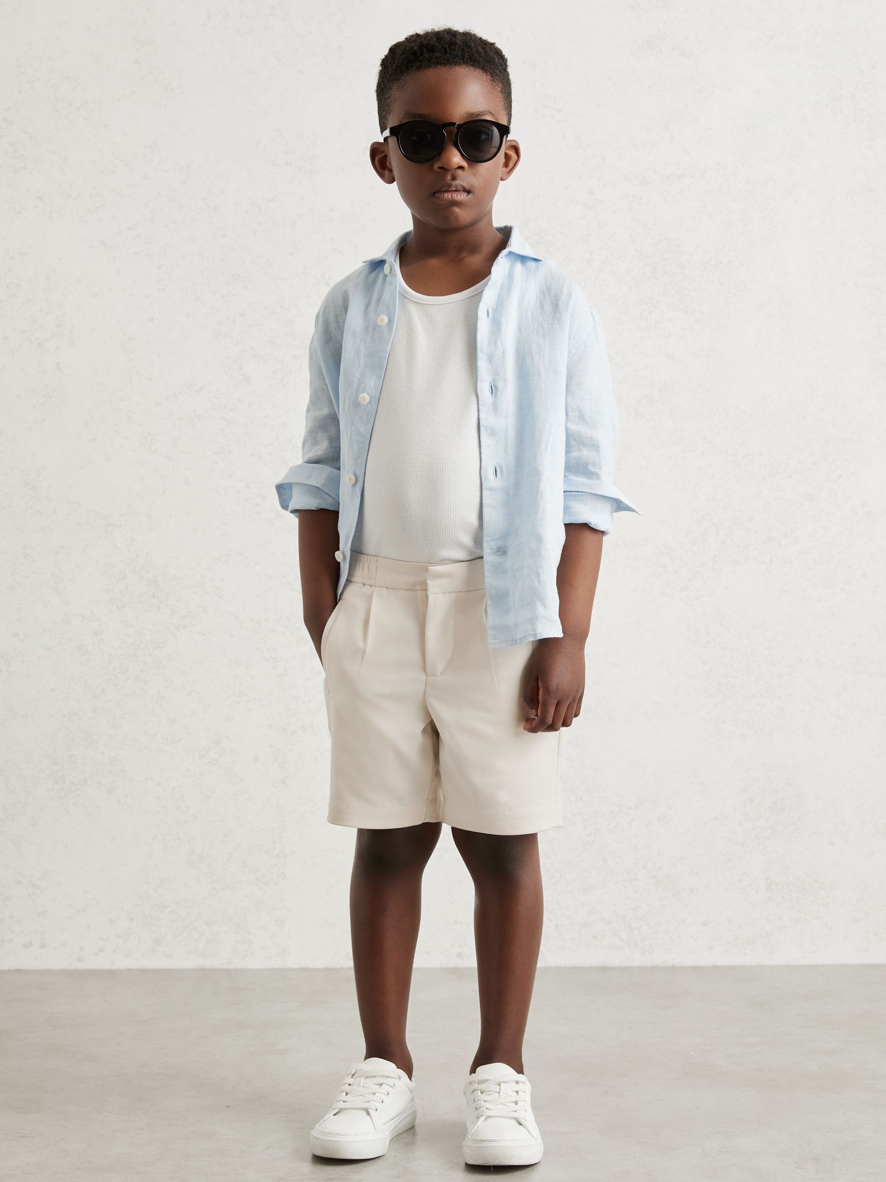 3-9 yrs Relaxed Drawstring Shorts in Off White - Image 1 of 4