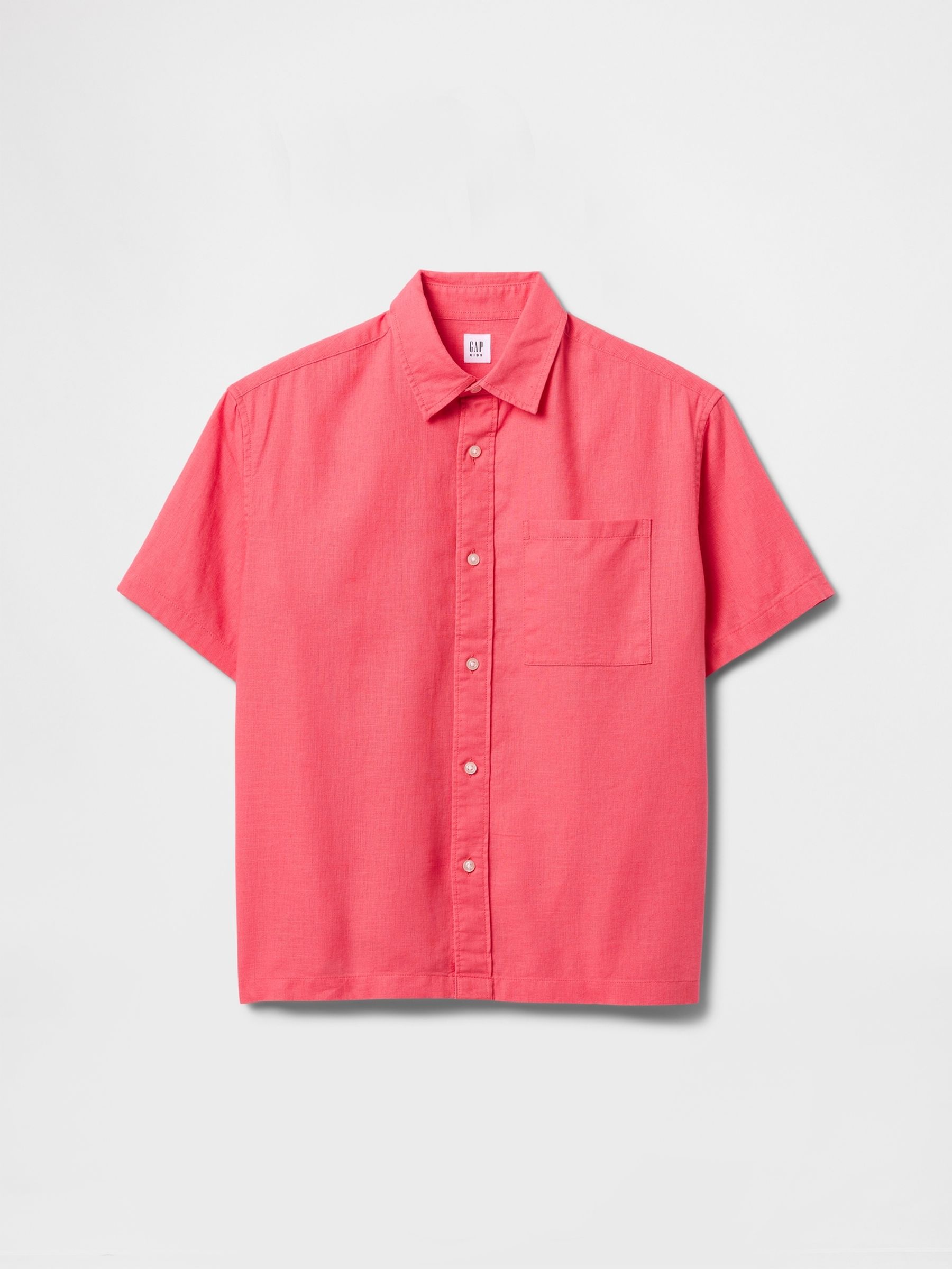 Coral Pink Linen-Cotton Relaxed Shirt (4-13yrs) - Image 3 of 4