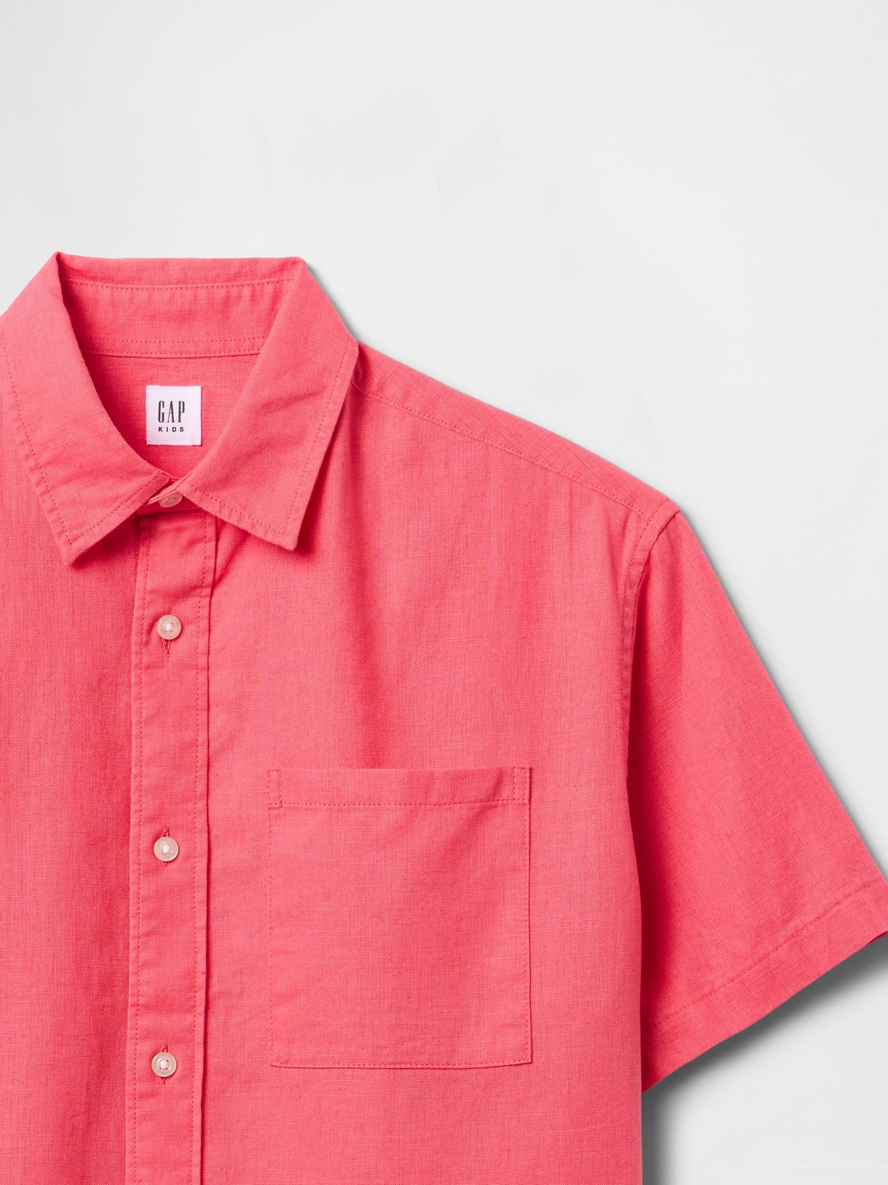 Coral Pink Linen-Cotton Relaxed Shirt (4-13yrs) - Image 4 of 4