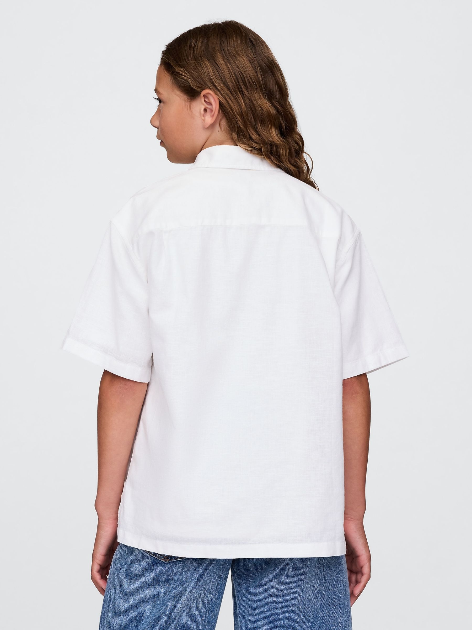 White Linen-Cotton Relaxed Shirt (4-13yrs) - Image 2 of 5