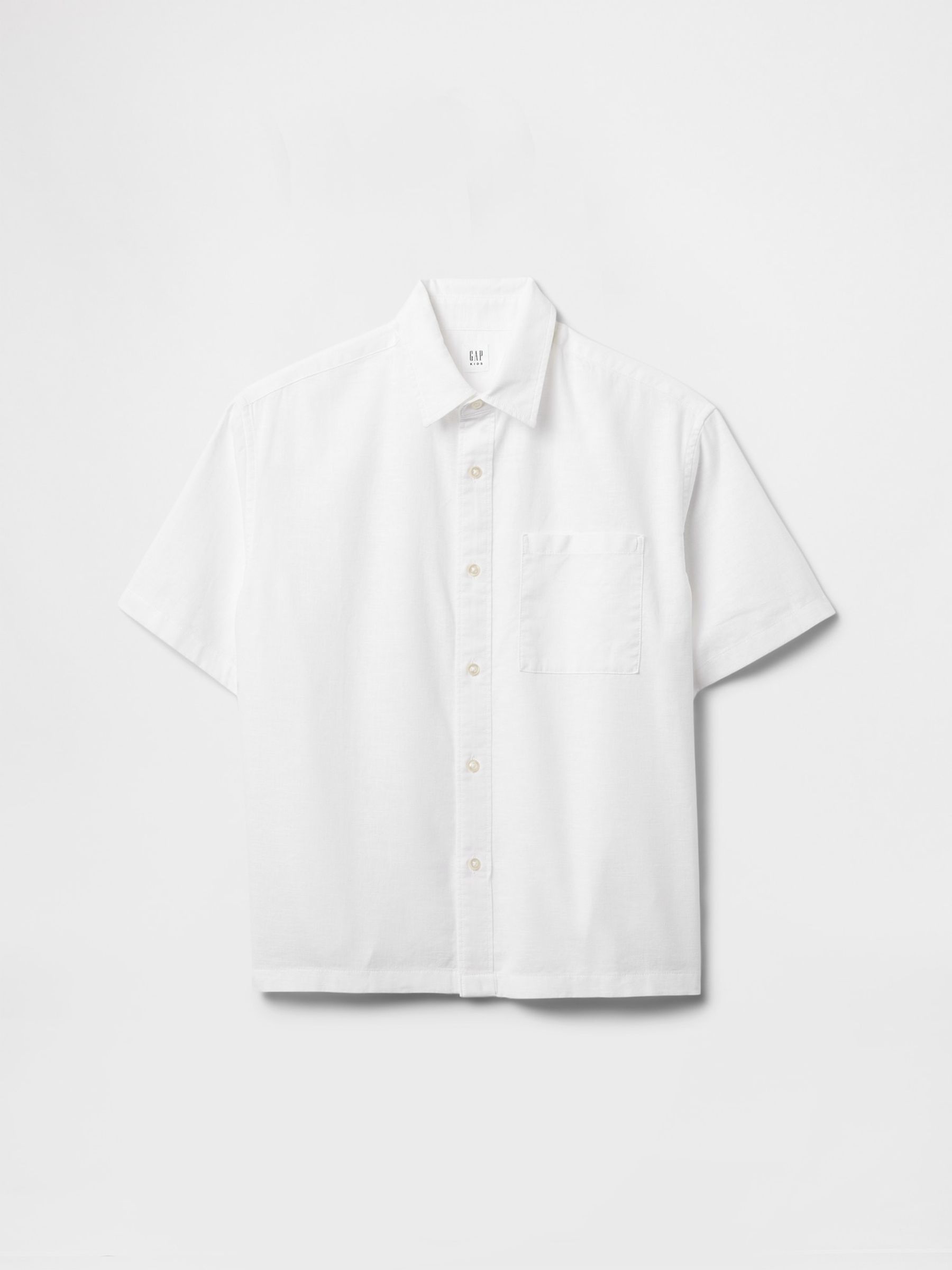 White Linen-Cotton Relaxed Shirt (4-13yrs) - Image 4 of 5