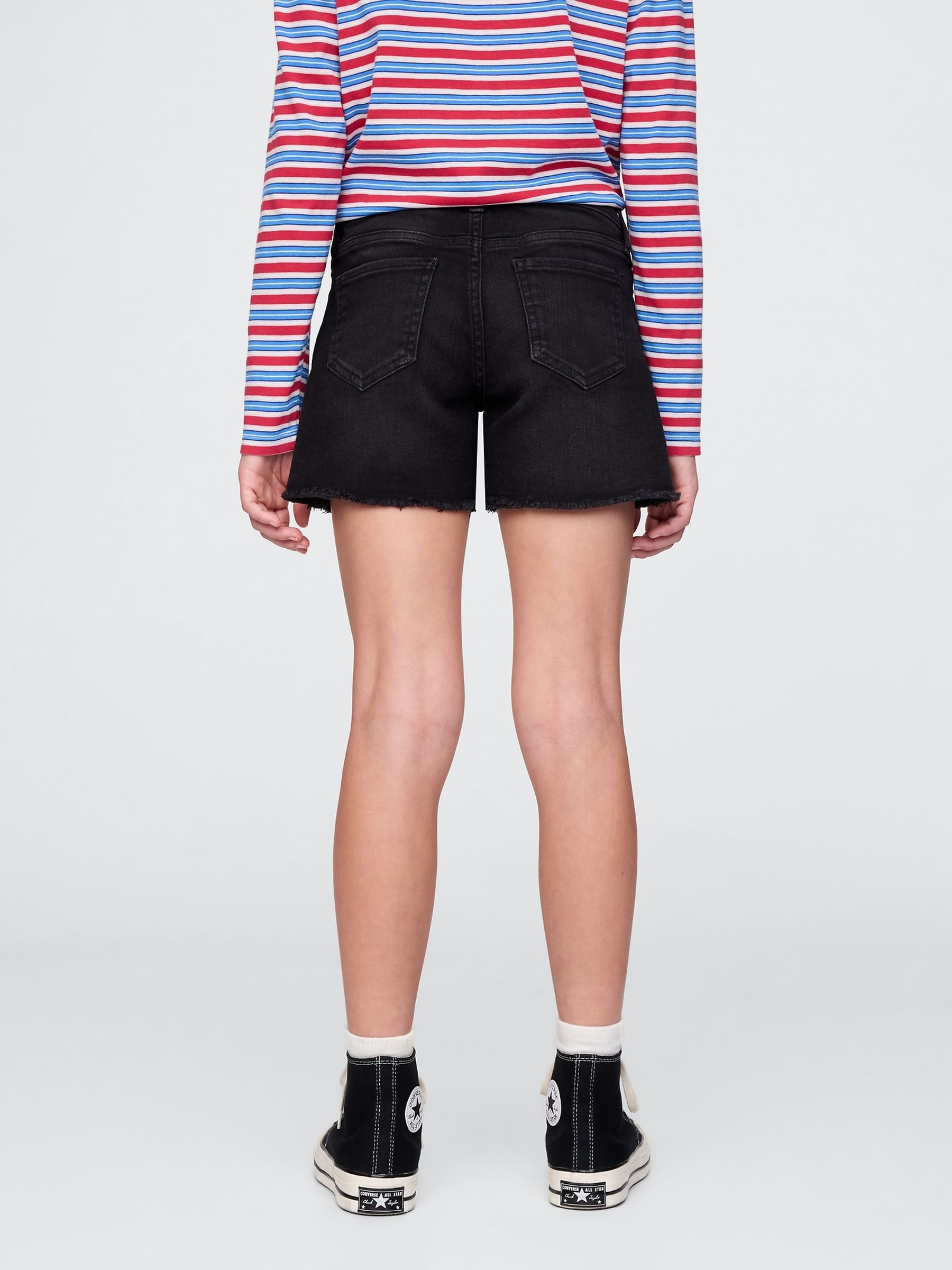 Black Midi Denim Shorts (5-13yrs) - Image 2 of 5