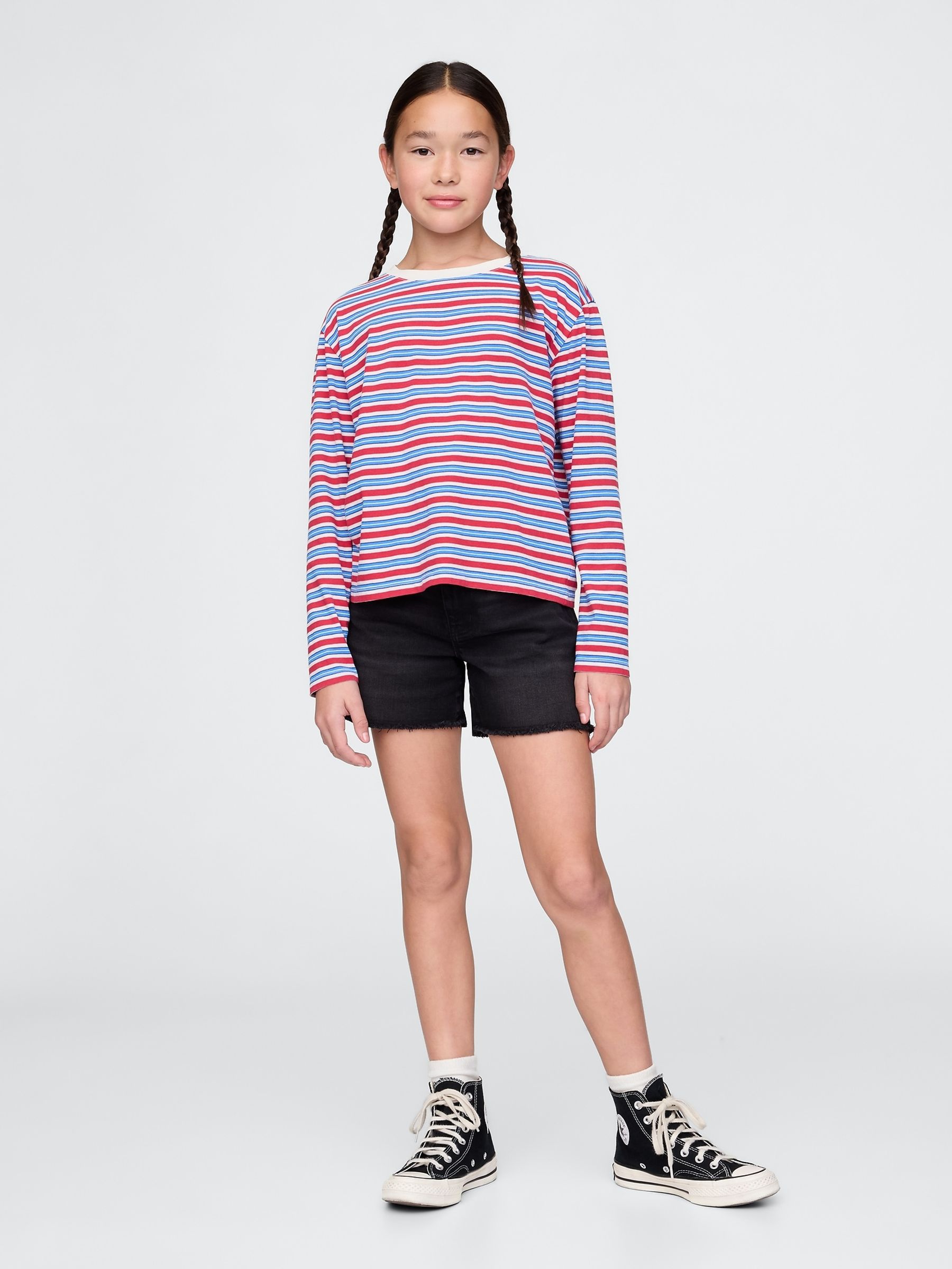 Black Midi Denim Shorts (5-13yrs) - Image 3 of 5