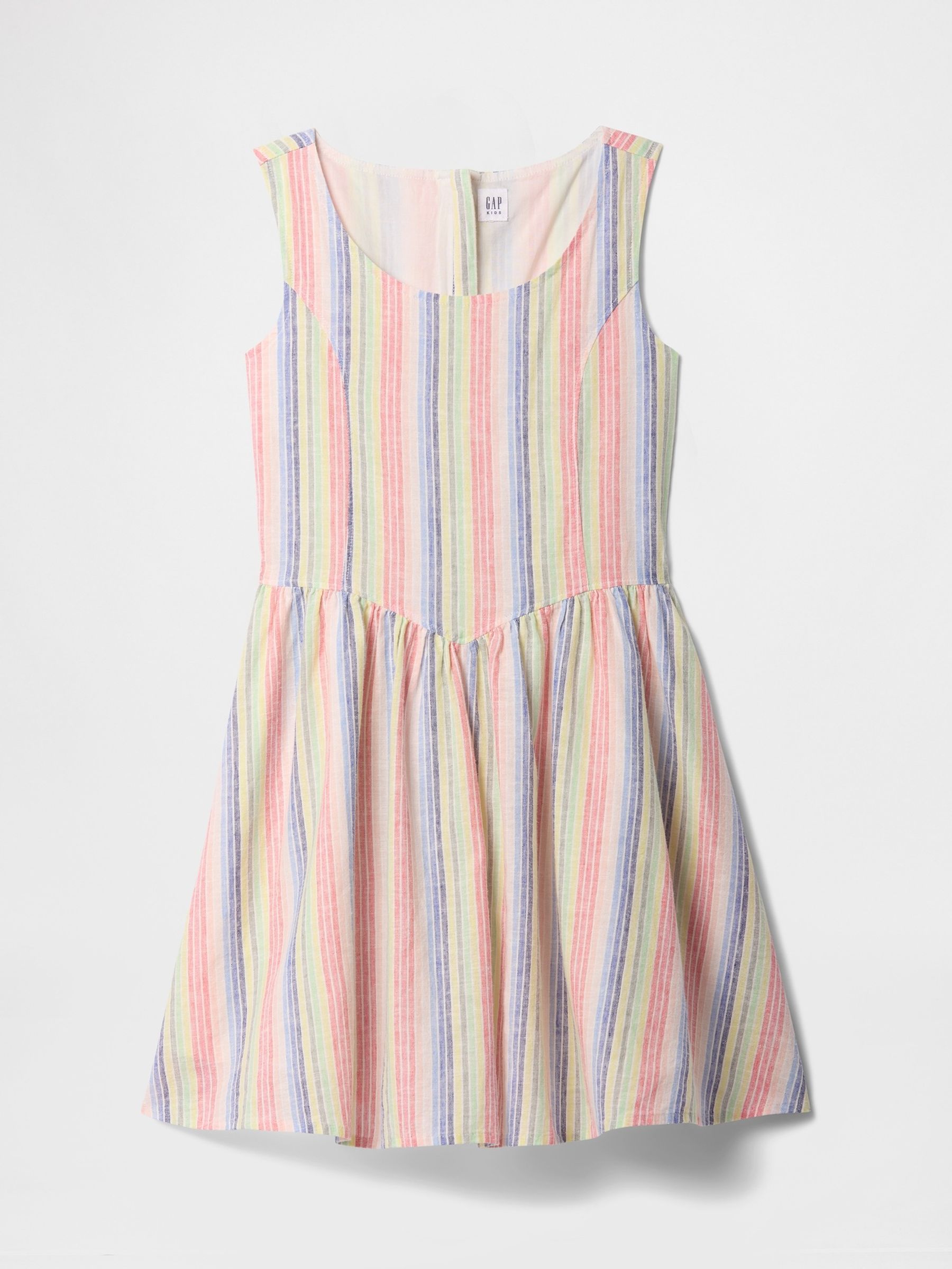 Multi/Cream Linen-Cotton Striped Dress (4-13yrs) - Image 4 of 4