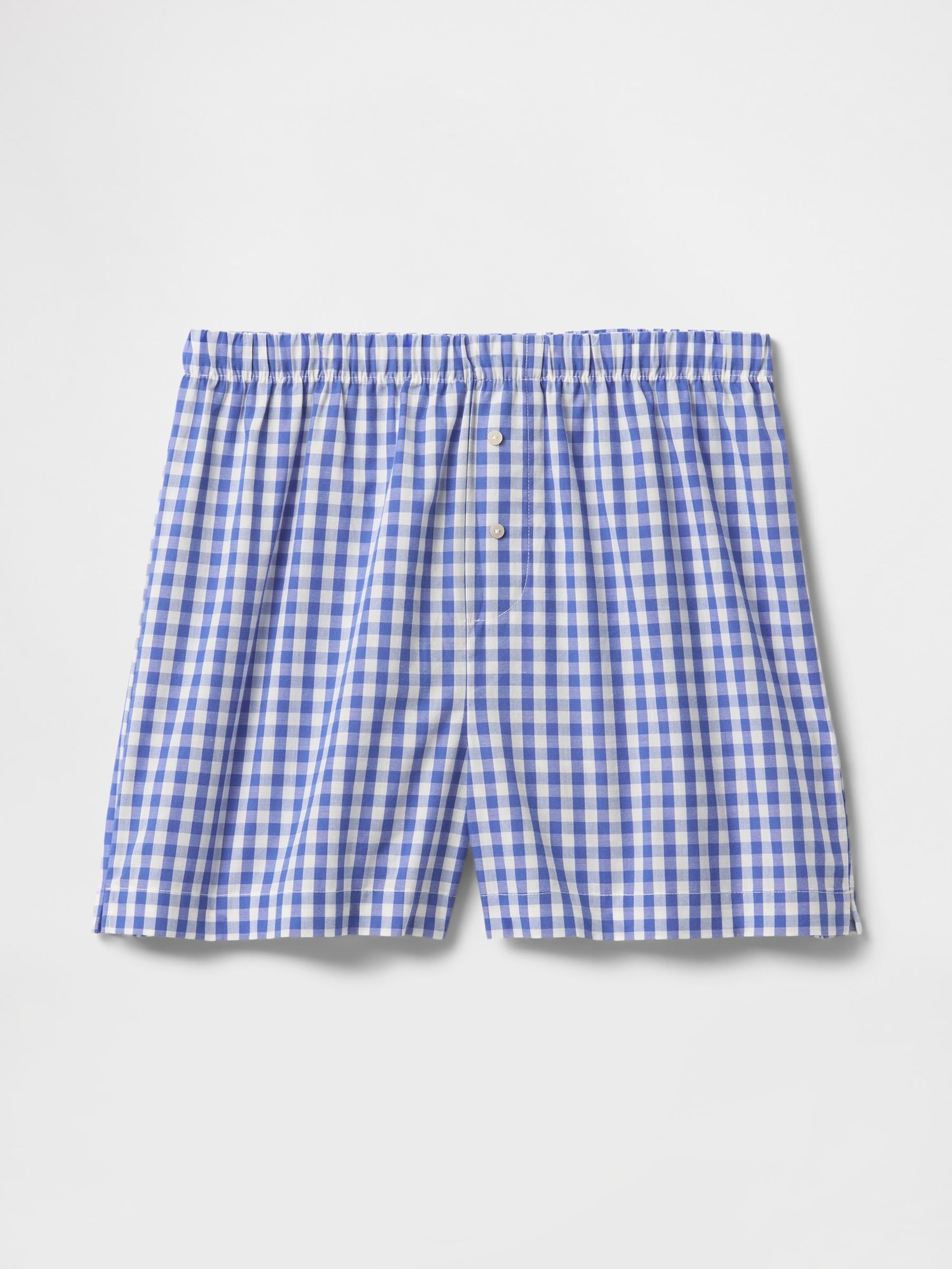 Blue Cotton Poplin Gingham Short Pyjama Bottoms - Image 3 of 4