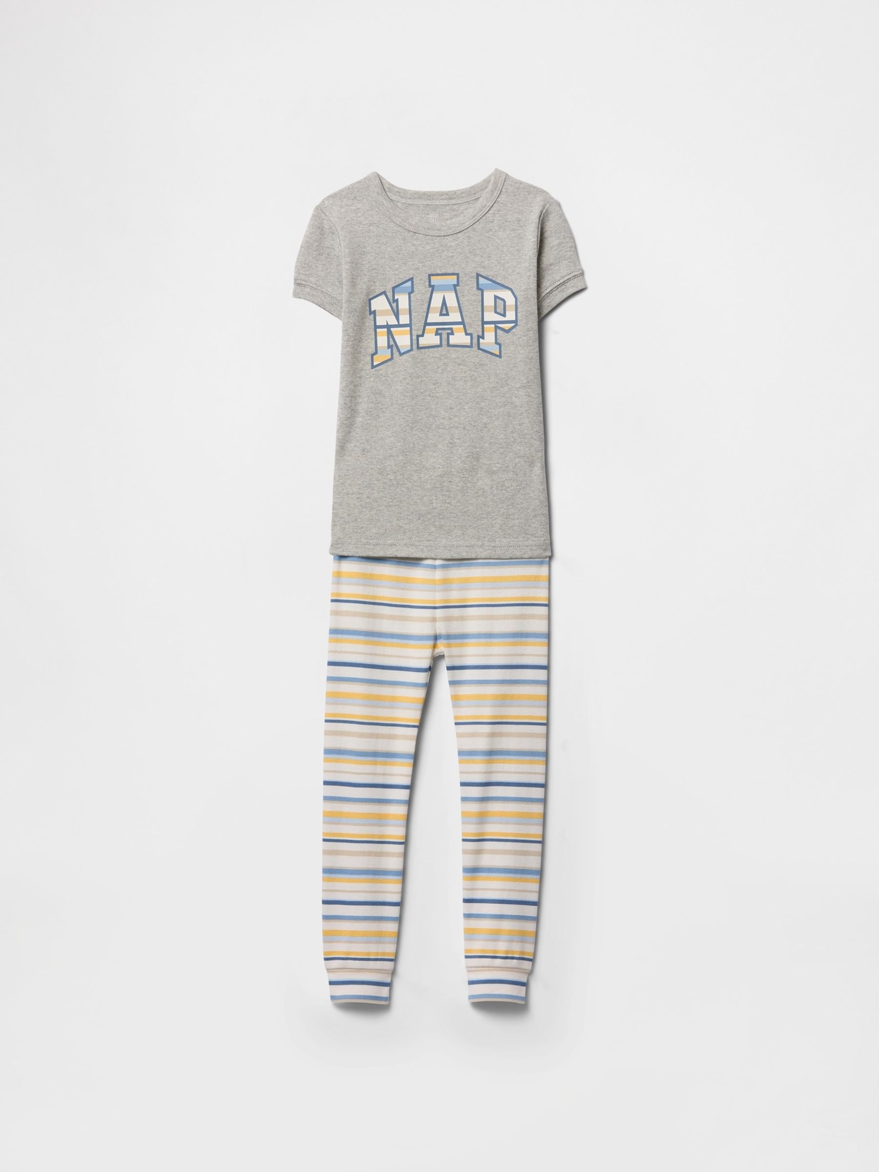 Grey Short Sleeve Striped Pyjamas (6mths-5yrs) - Image 1 of 3