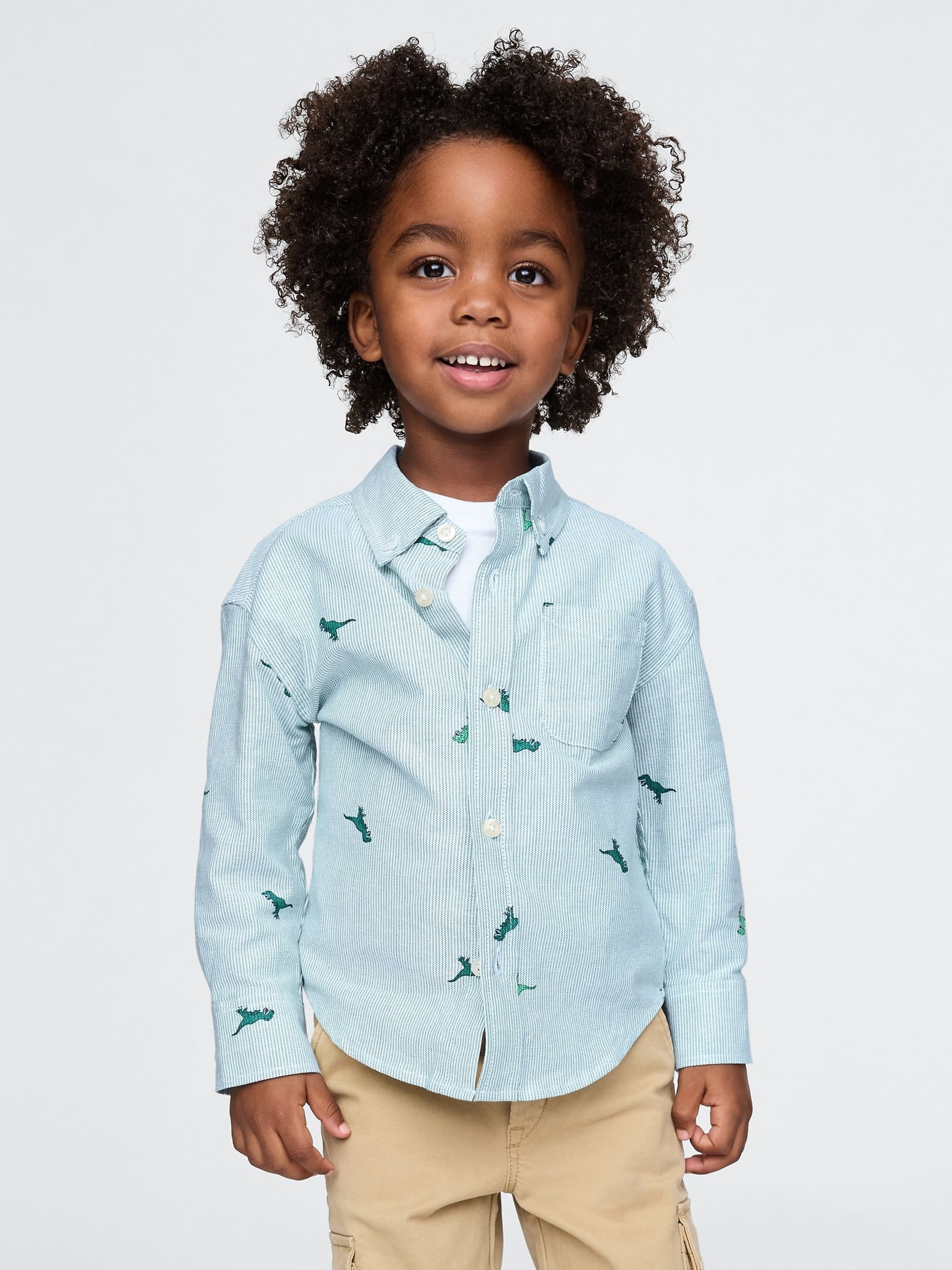 Blue Striped Oxford Oversized Shirt (6mths-5yrs) - Image 1 of 4