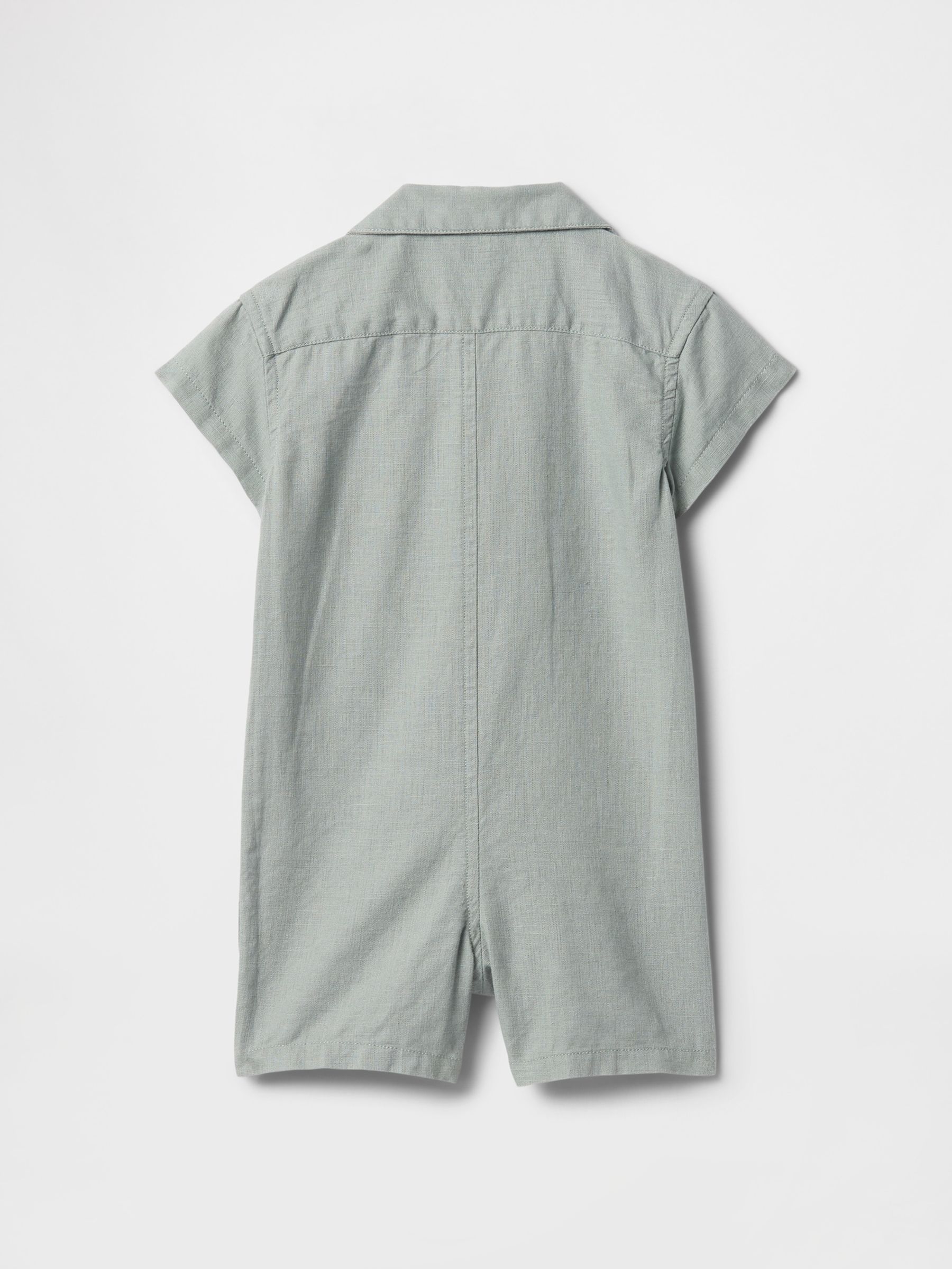 Green Linen-Cotton Cabana Romper (Newborn-24mths) - Image 2 of 2