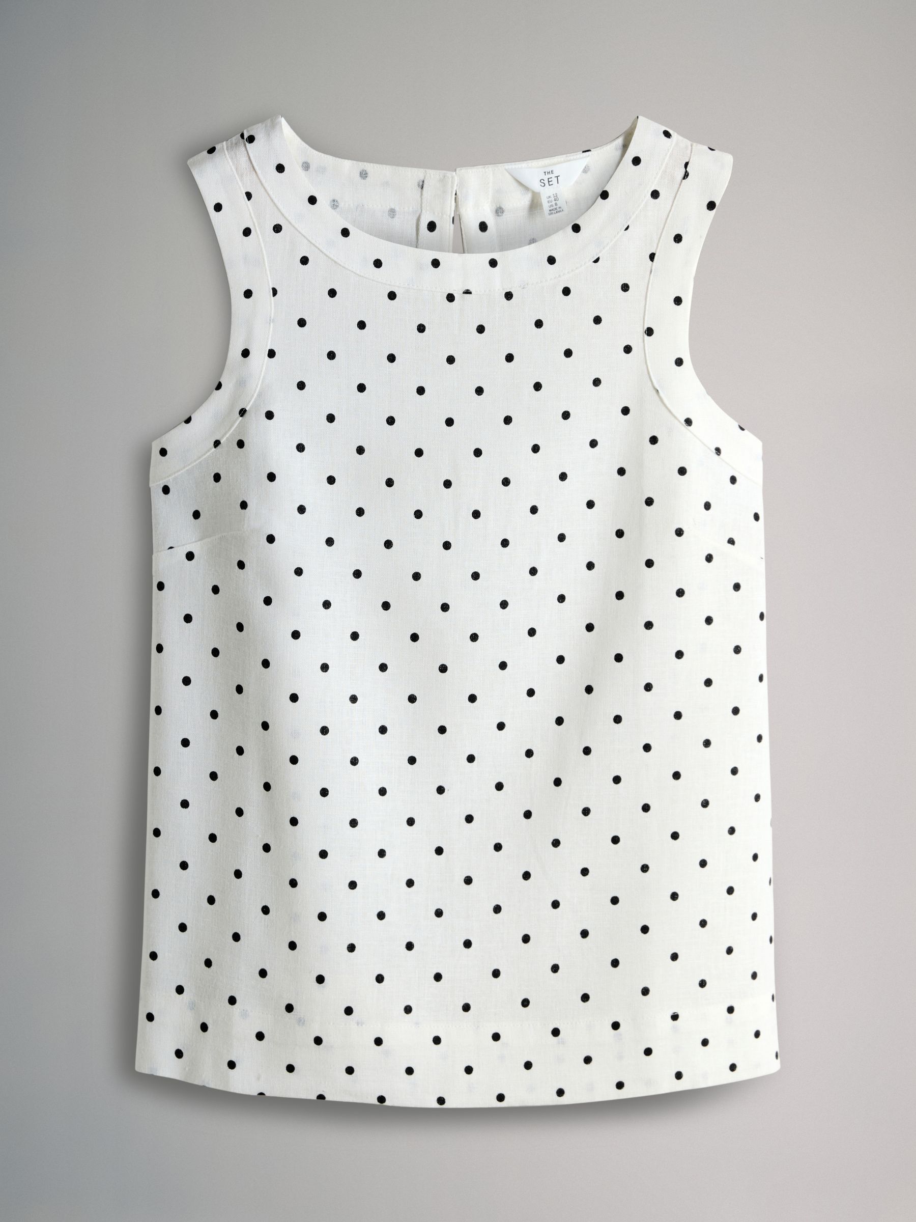 Next Black/White/Spot Piped Linen Blend Shell Tops 3 Pack - Image 2 of 6