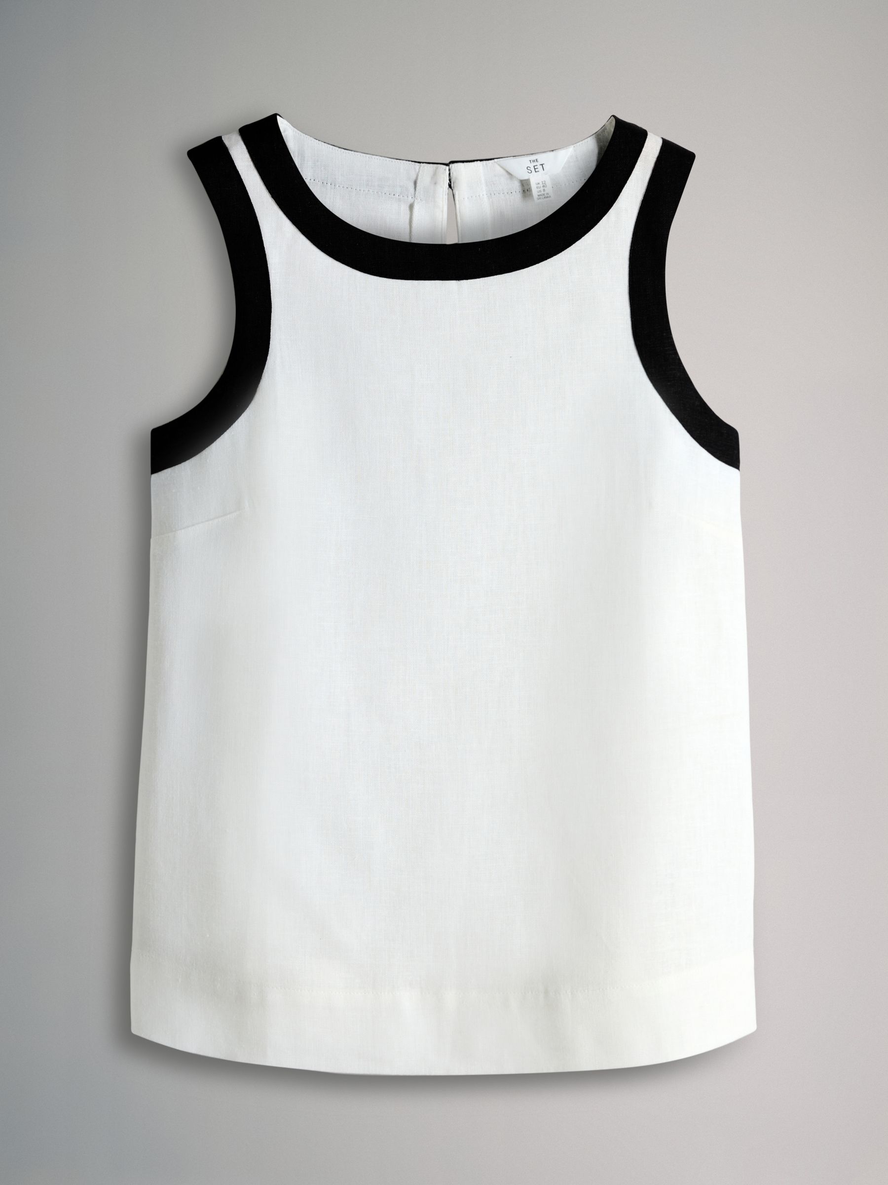 Next Black/White/Spot Piped Linen Blend Shell Tops 3 Pack - Image 3 of 6