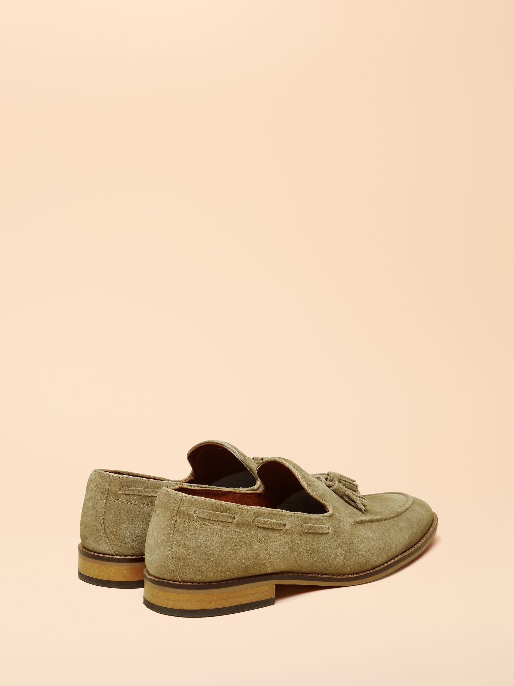 Neutral Suede Tassel Loafers - Image 3 of 5