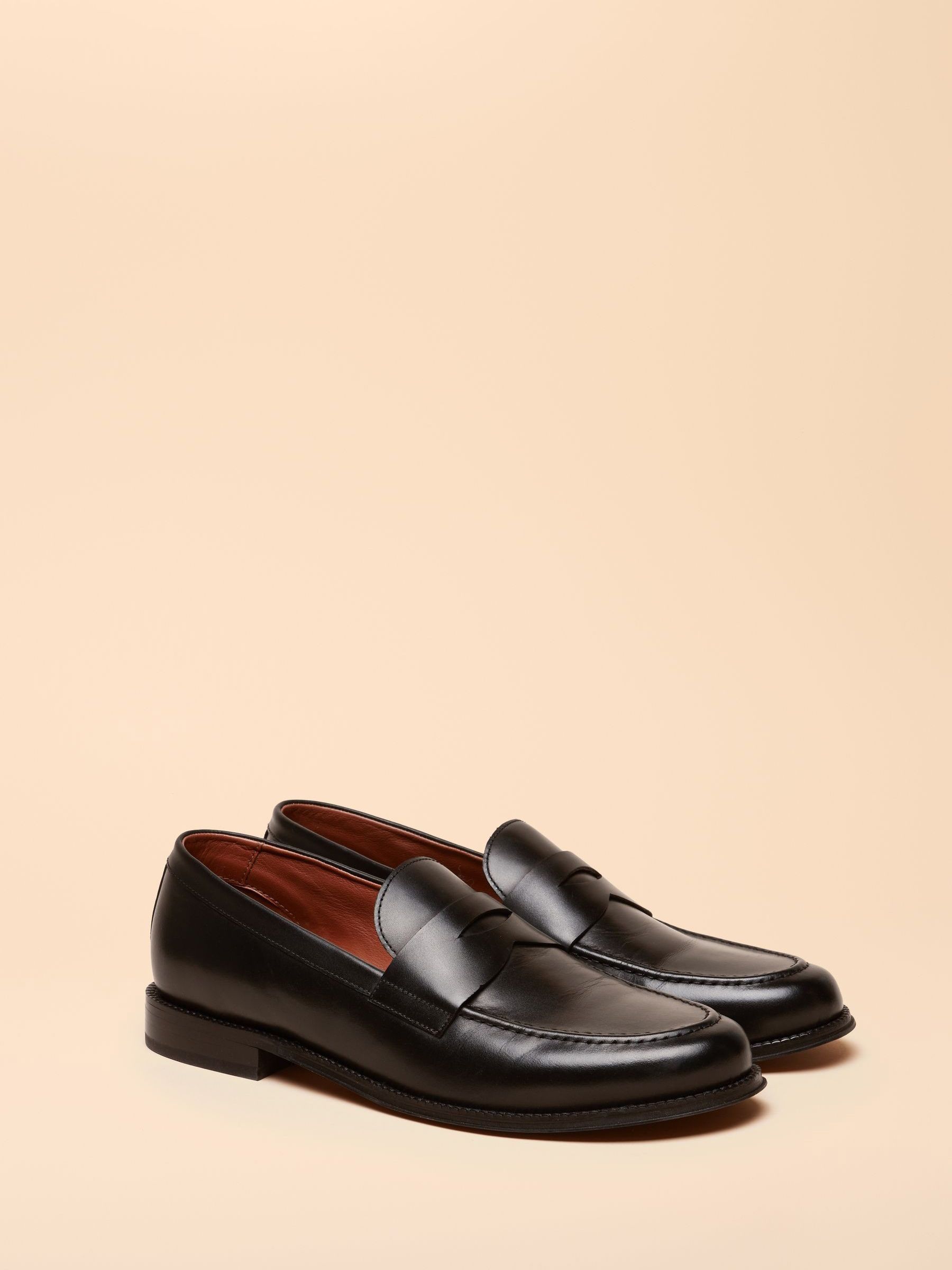 Black Leather Saddle Loafers - Image 1 of 6