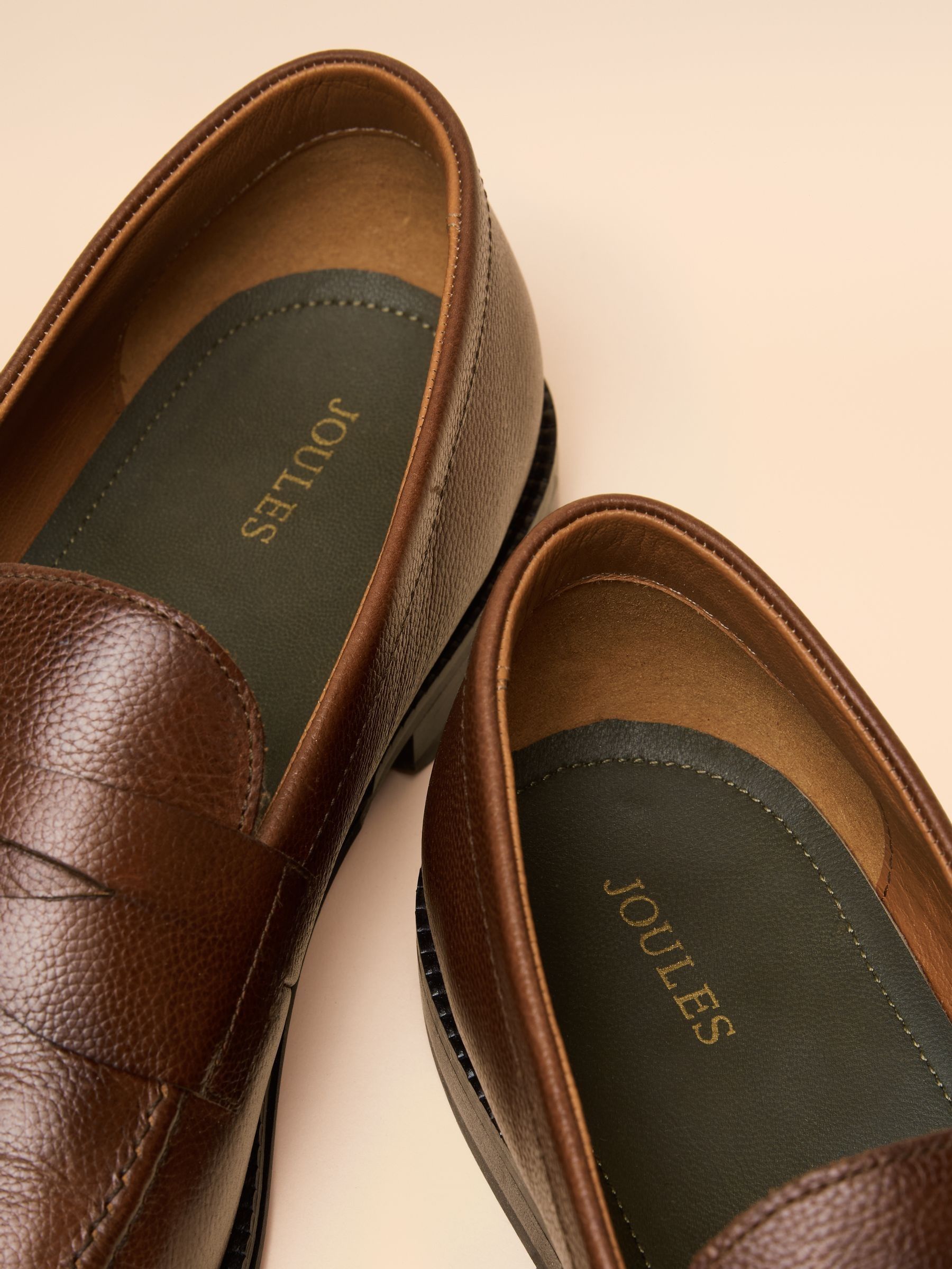 Tan Brown Leather Saddle Loafers - Image 6 of 6