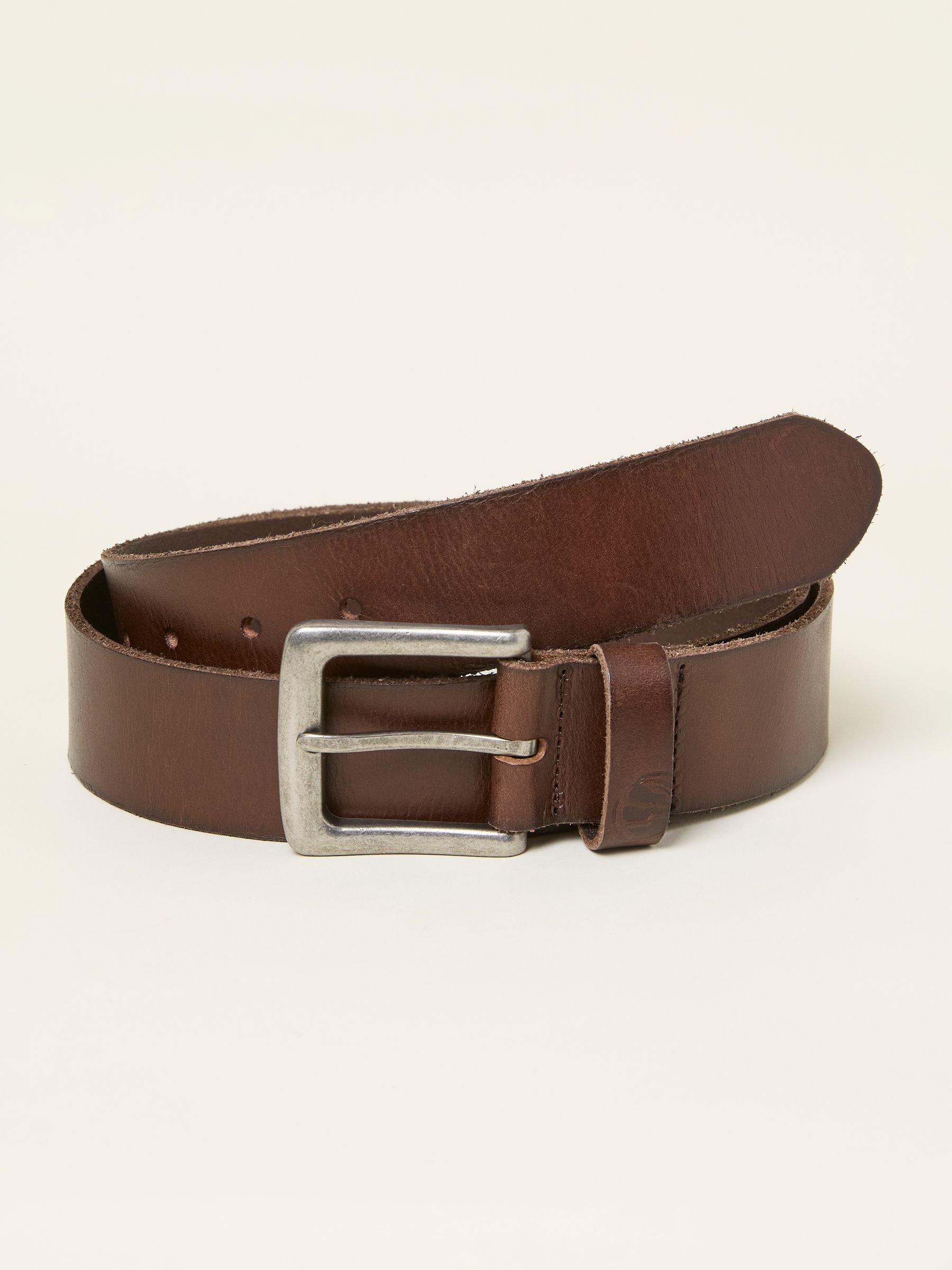 Chocolate Brown Plain Leather Belt | FatFace USA display picture 1