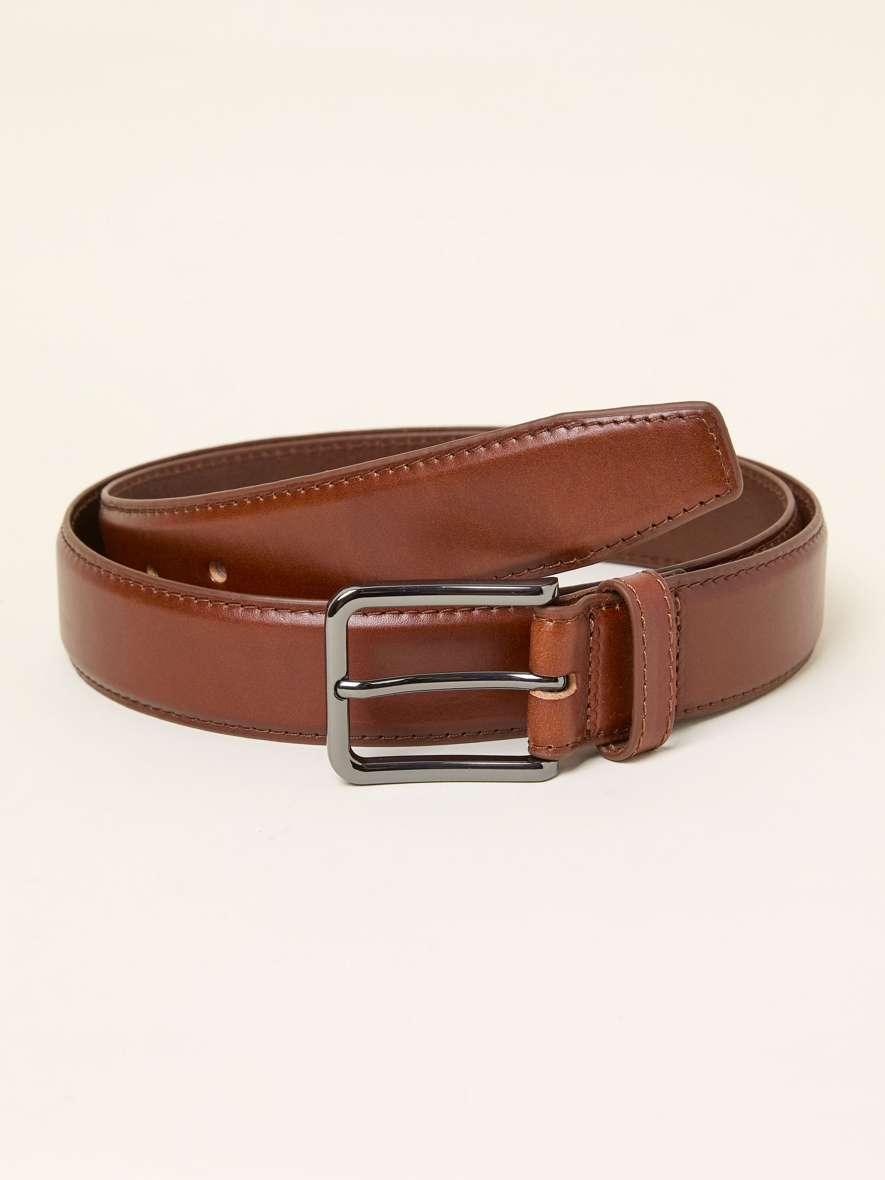 Dark Tan Smart Leather Belt - Image 1 of 2